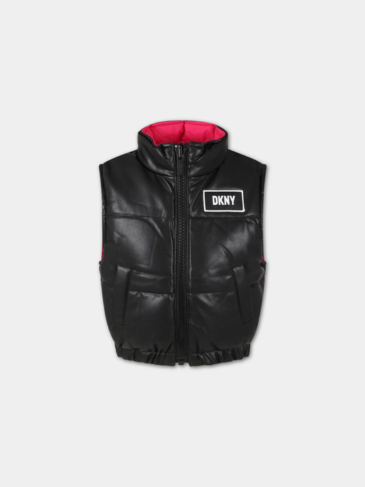 Gilet reversibile per bambina con logo,Dkny,D36666 09B