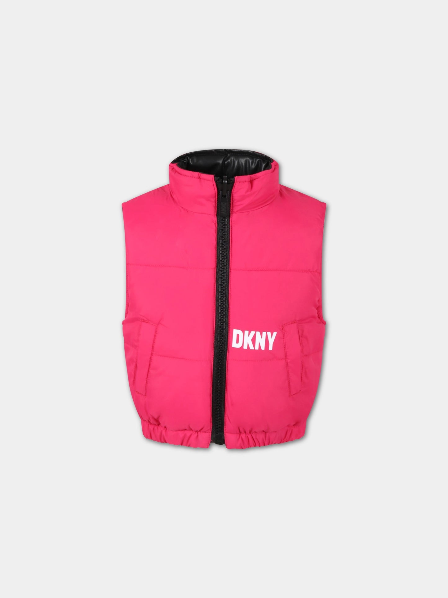 Gilet reversibile per bambina con logo,Dkny,D36666 09B