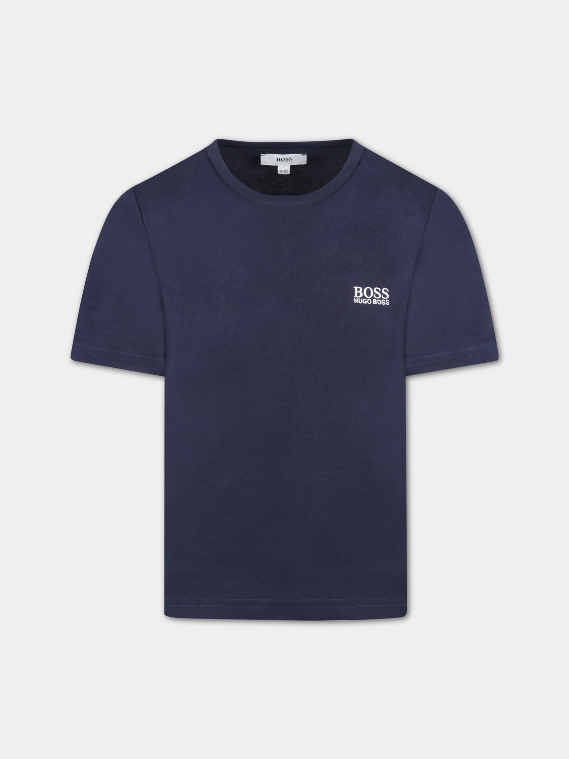 T-shirt blu per bambino con logo,Hugo Boss,J25P14 849