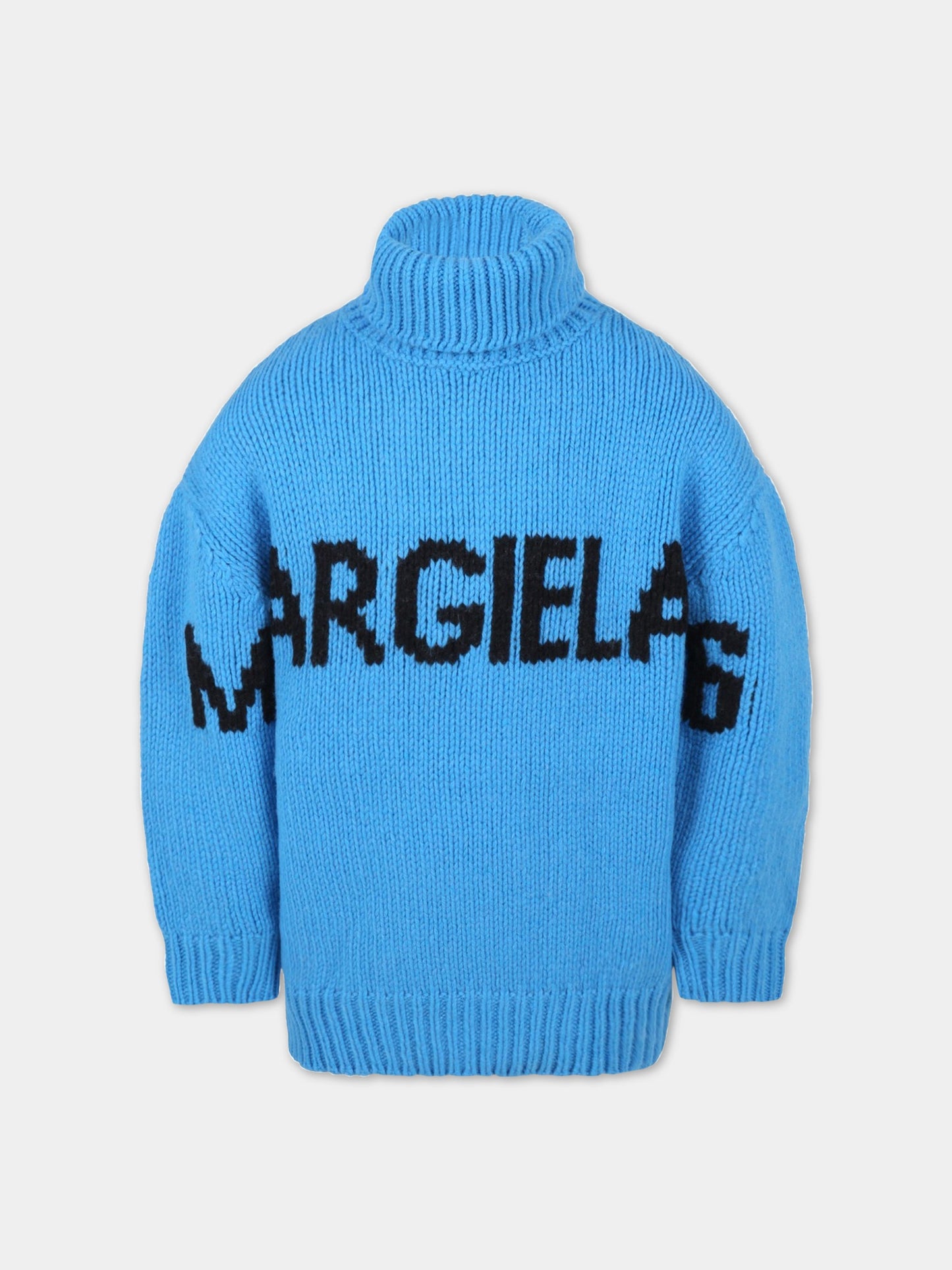 Dolcevita azzurro per bambini con logo,Mm6 Maison Margiela,M60194 MM074 M6803