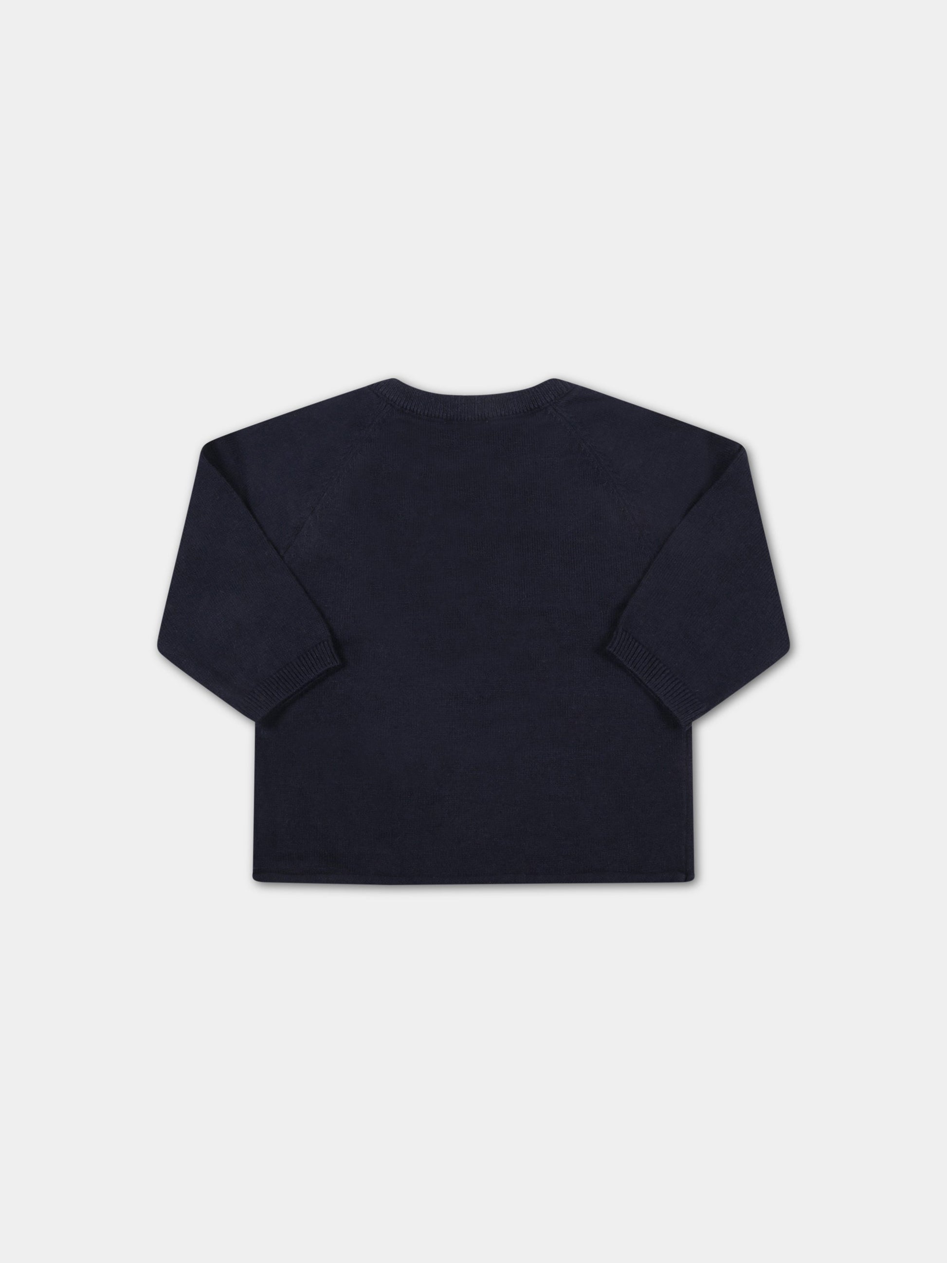 Maglione blu per neonato con orso,Paul Smith Junior,P05077 83D