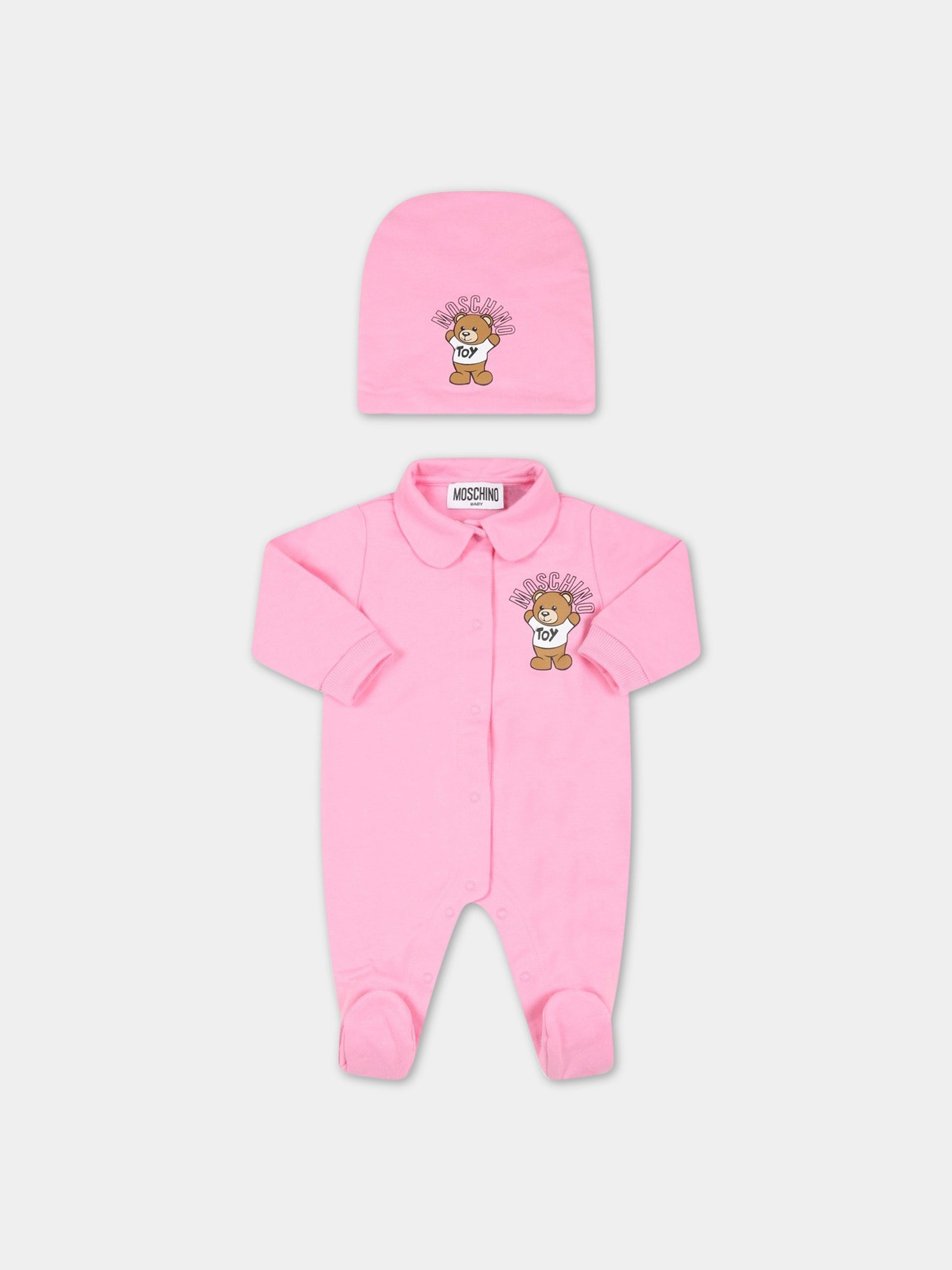 Set fucsia per neonata con teddy bear,Moschino Kids,MUY047 LCA40 50206