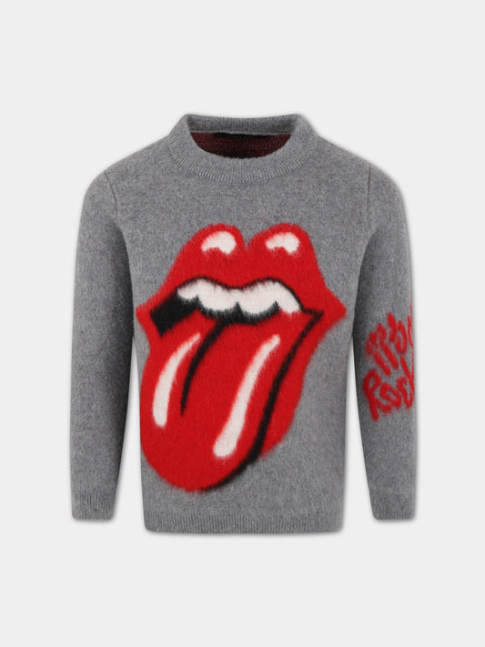 Maglione grigio per bambini The Rolling Stones,Alanui,LBHE001F22KNI0030684