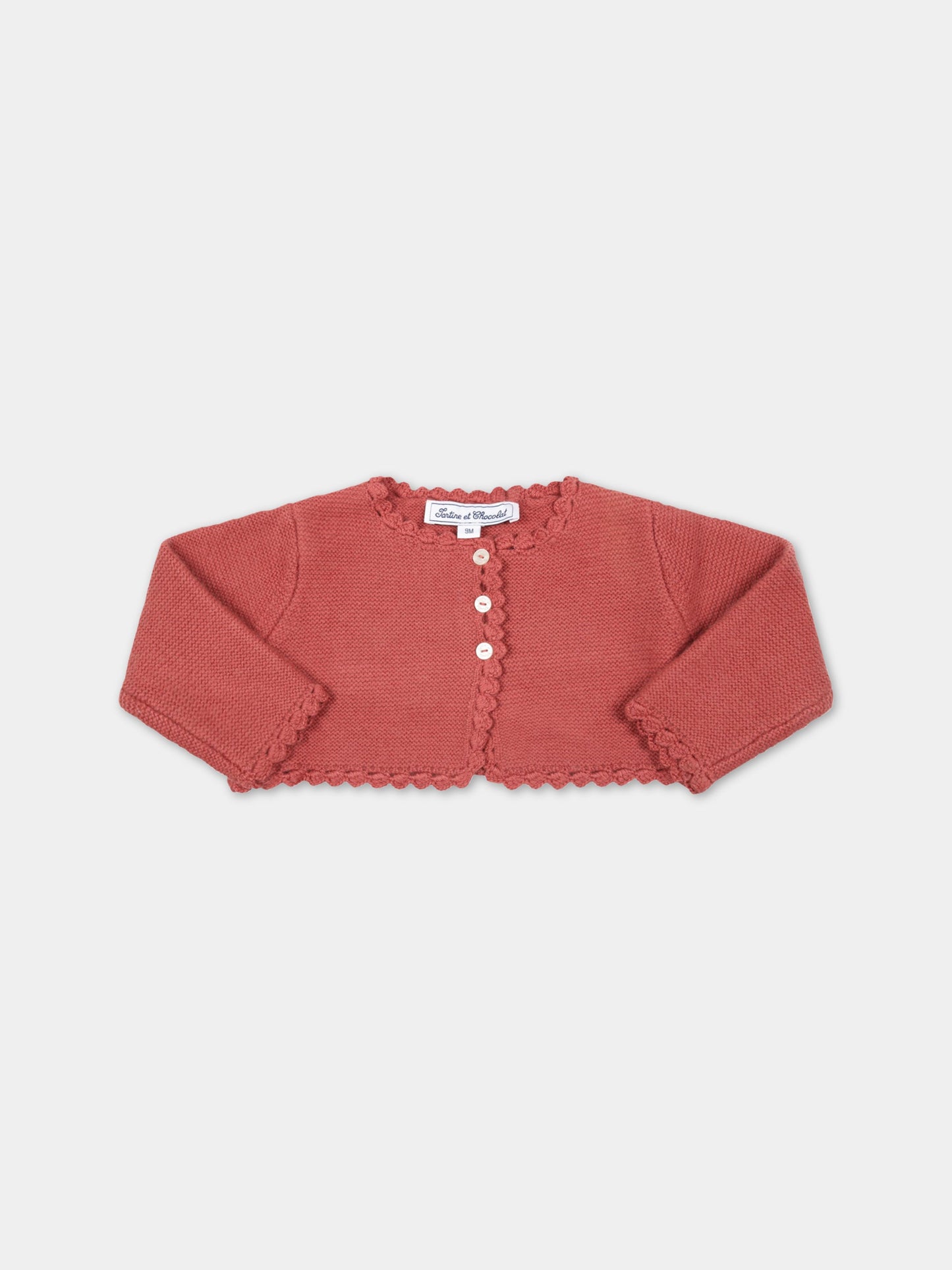 Cardigan rosso per neonata con patch logato,Tartine Et Chocolat,TV18151 32