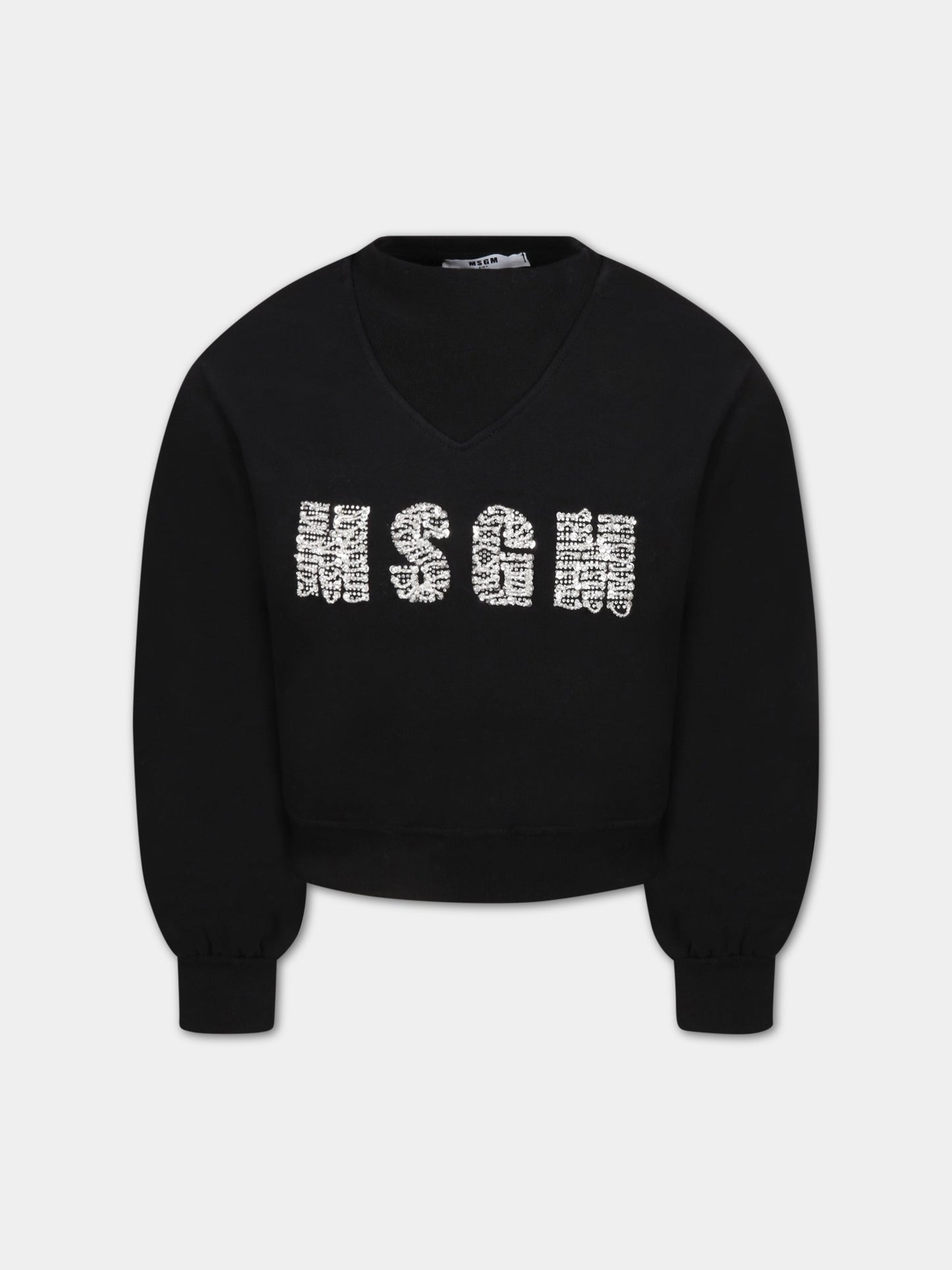 Felpa nera per bambina con logo,Msgm Kids,MS029226 110