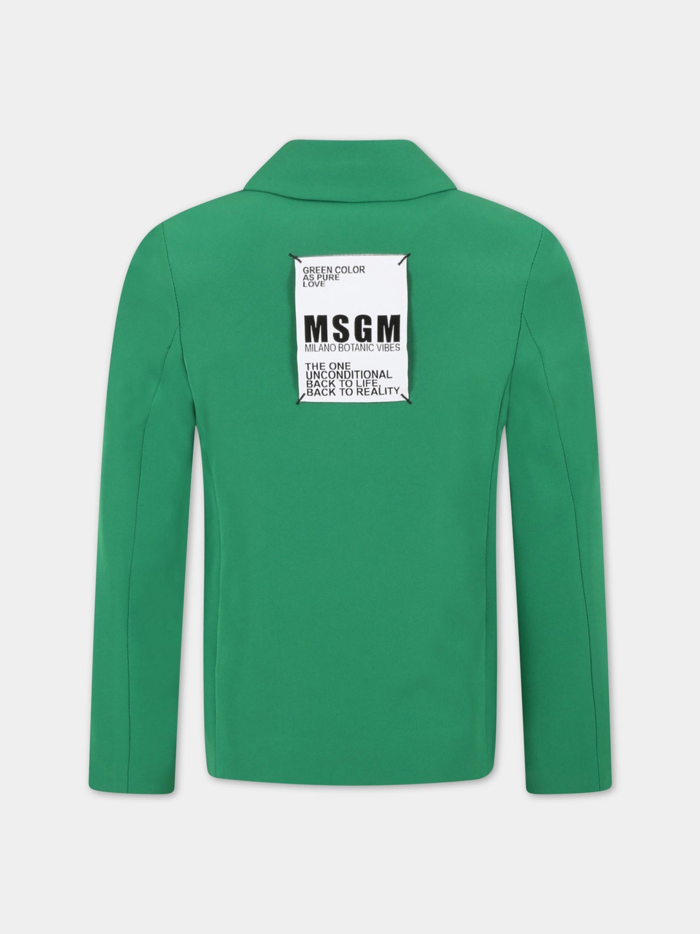 Giacca verde per bambina con patch logato,Msgm Kids,MS029203 080