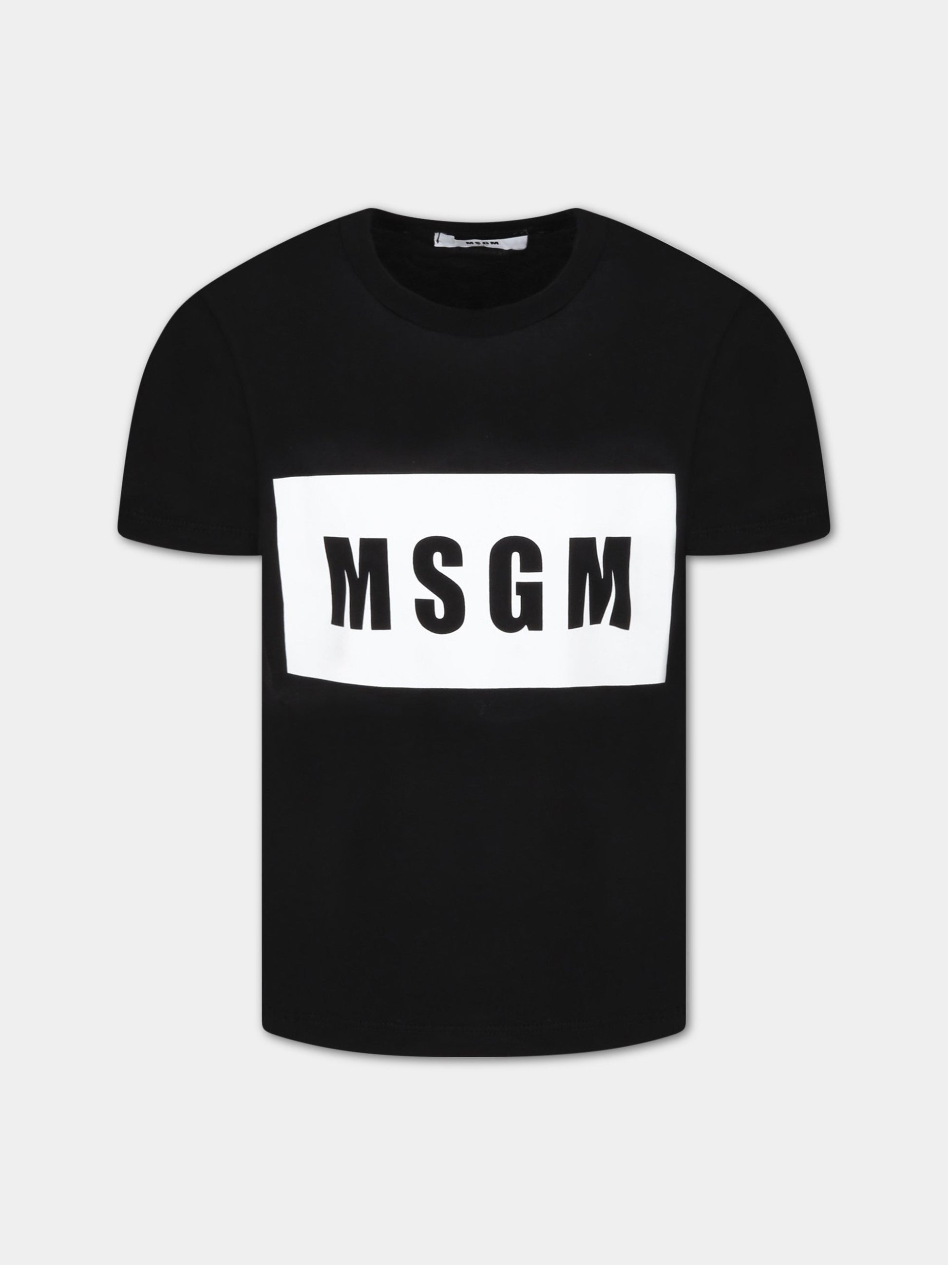 T-shirt nera per bambini con logo,Msgm Kids,MS029083 110