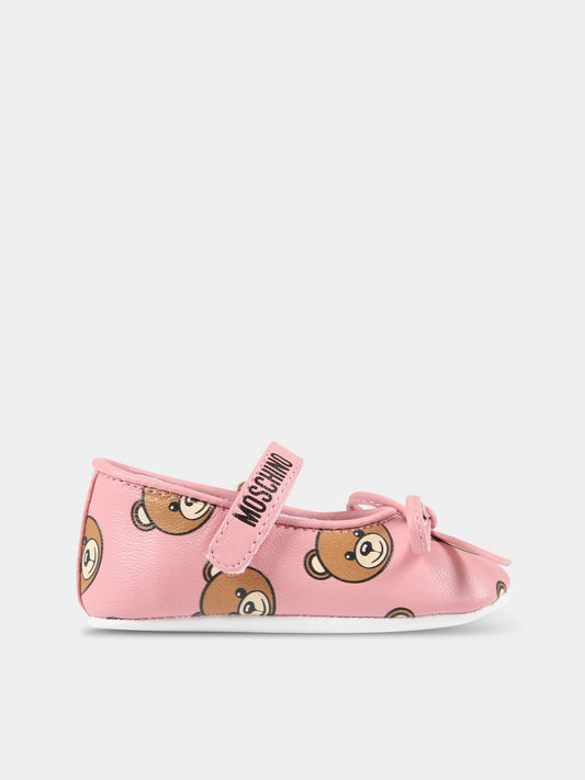 Ballerine rosa per neonata con Teddy Bear,Moschino Kids,71651 2