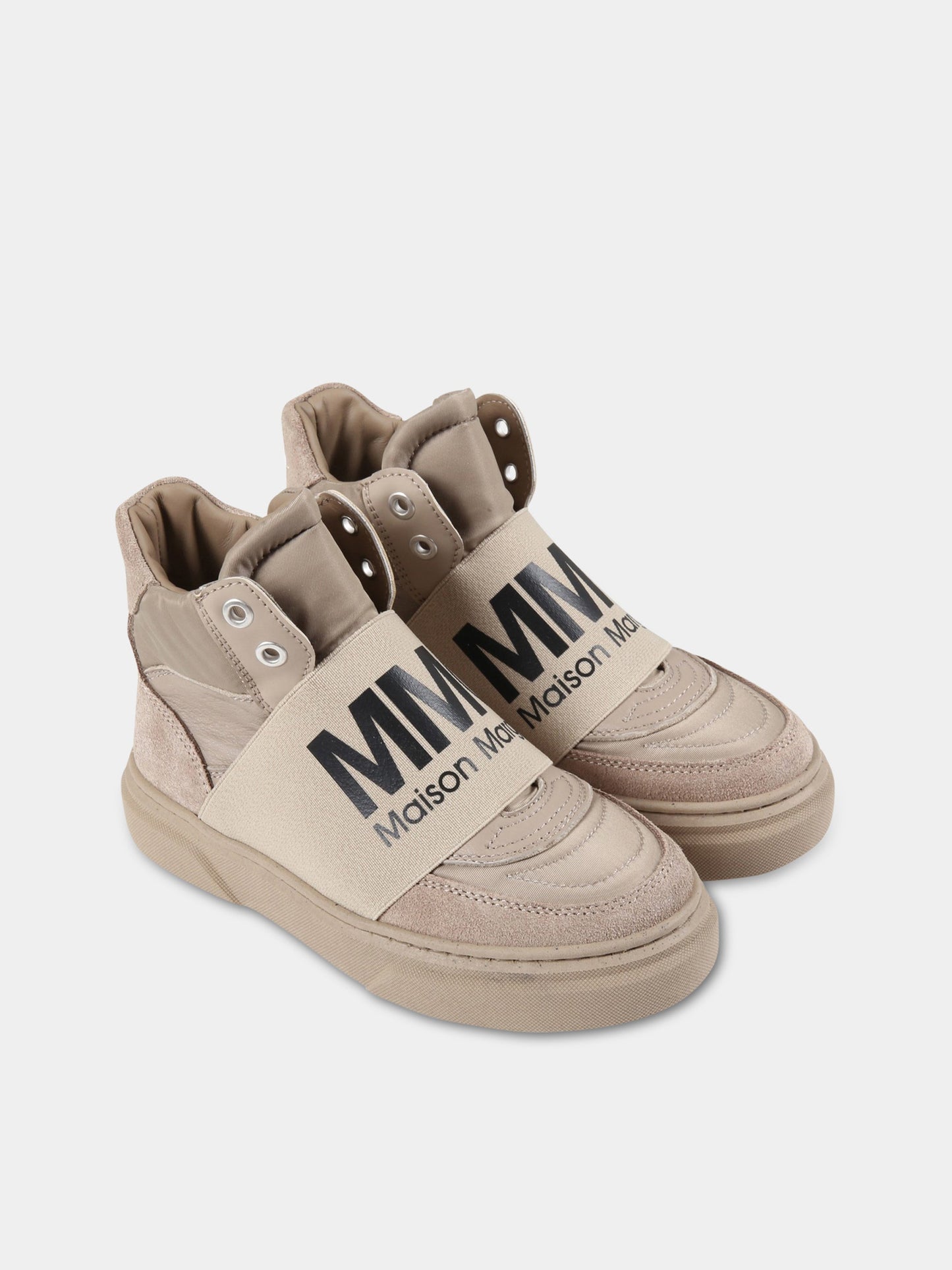 Stivali tortora per bambini con logo,Mm6 Maison Margiela,72060 1