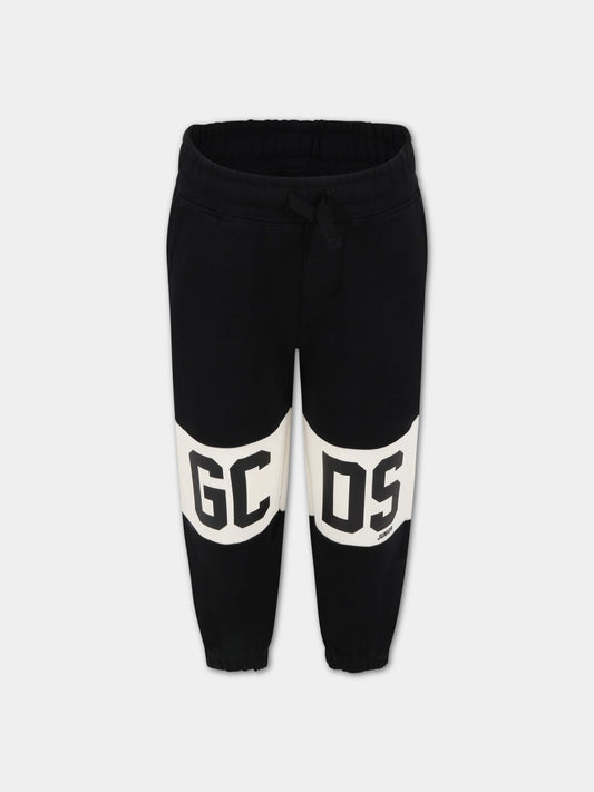 Pantaloni neri per bambini con logo,Gcds Kids,DMP003 LCA44 NERO/BLAC