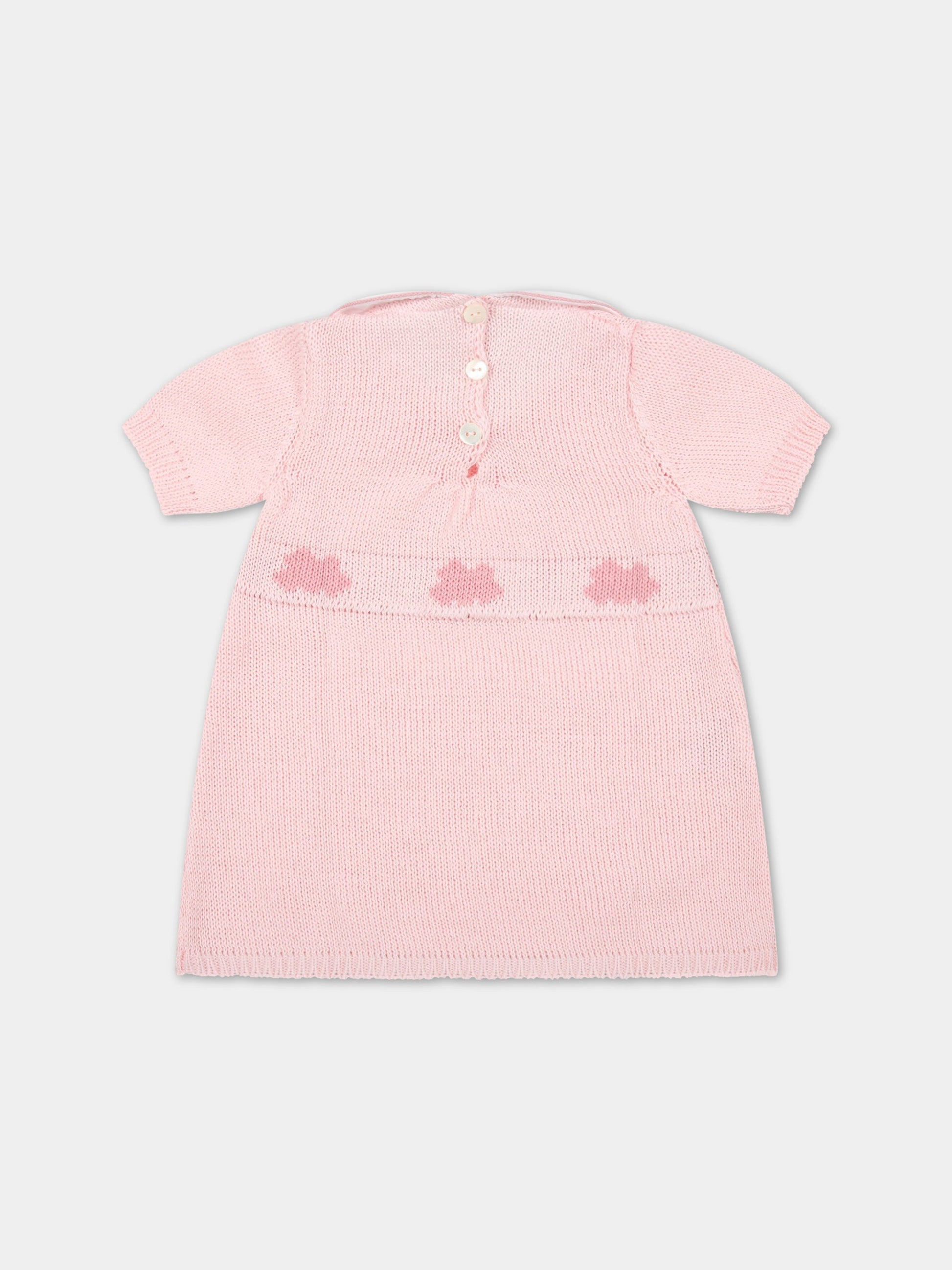 Vestito rosa per neonata con nuvole,Scaldacuore X Coccolebimbi,NU05 ROSA