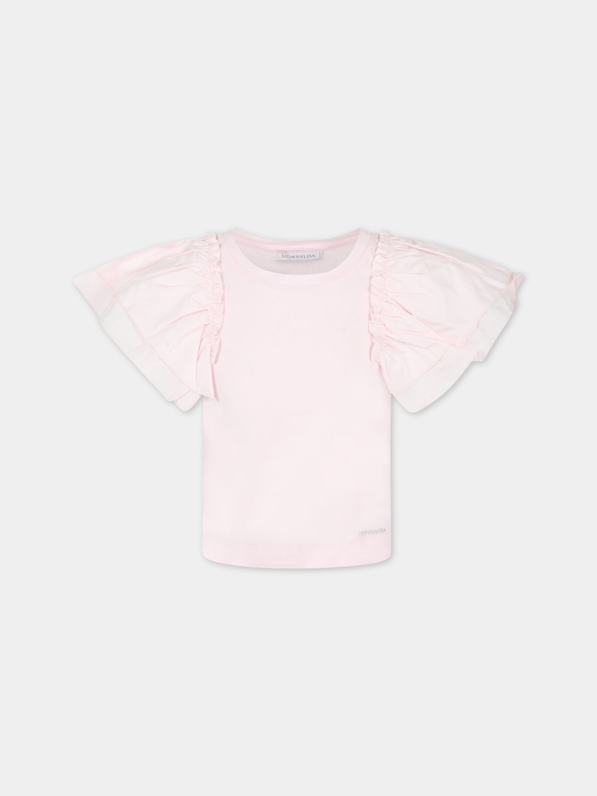 T-shirt rosa per bambina con logo,Monnalisa,179606 9201 0091