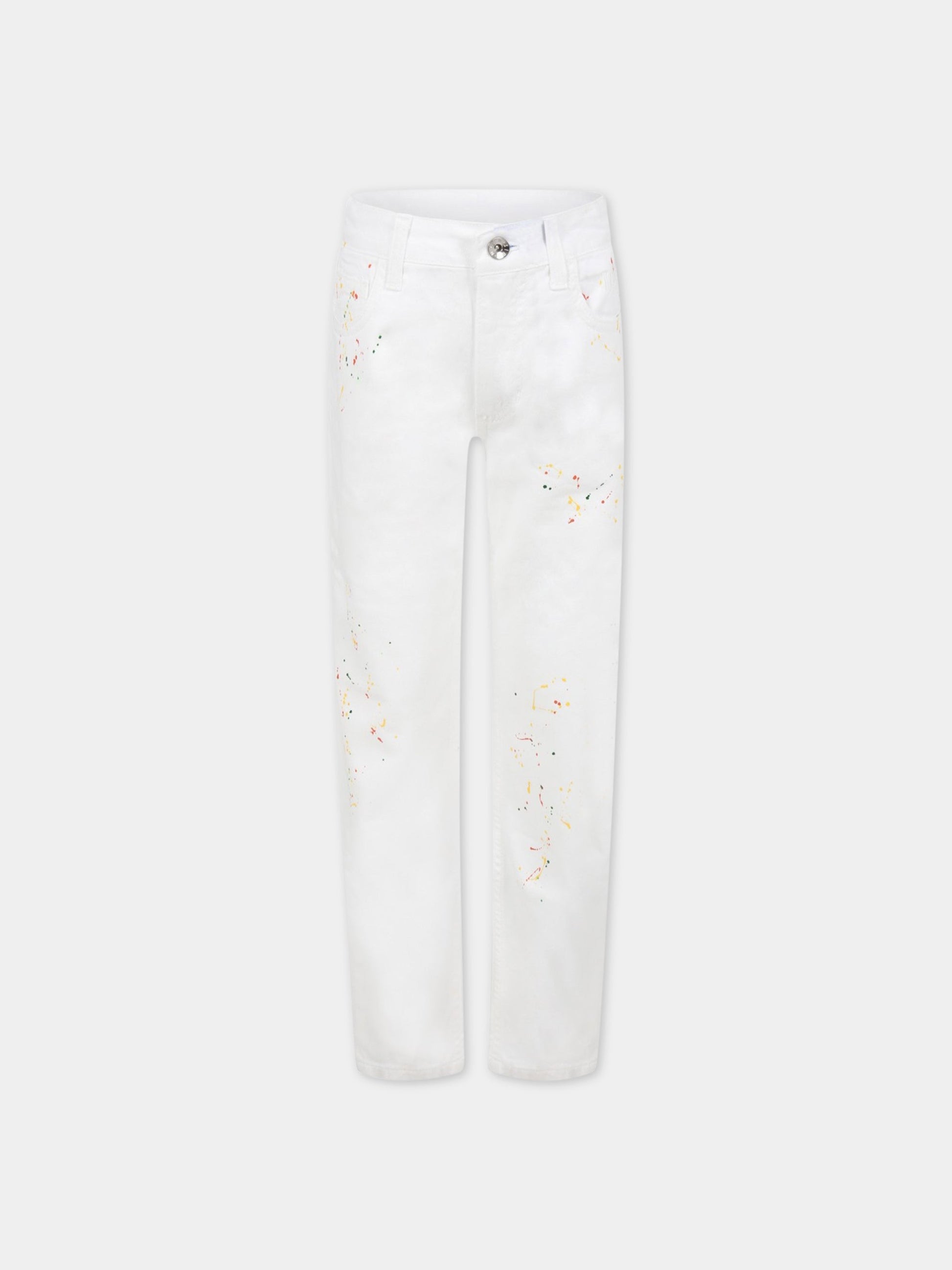 Jeans bianco per bambino con macchie,Msgm Kids,MS028882 125