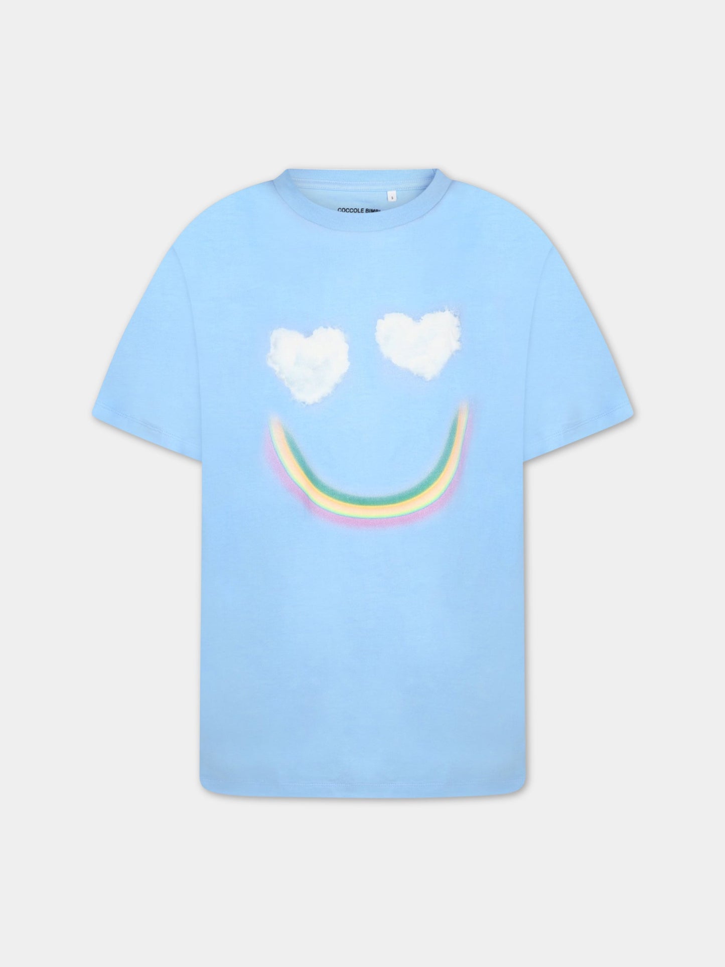 T-shirt celeste per adulti con smile,Rainbow Clouds,ROXO ADULT 7903