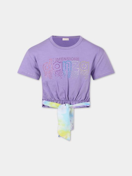 T-shirt viola per bambina con logo,Dimensione Danza,029697 046