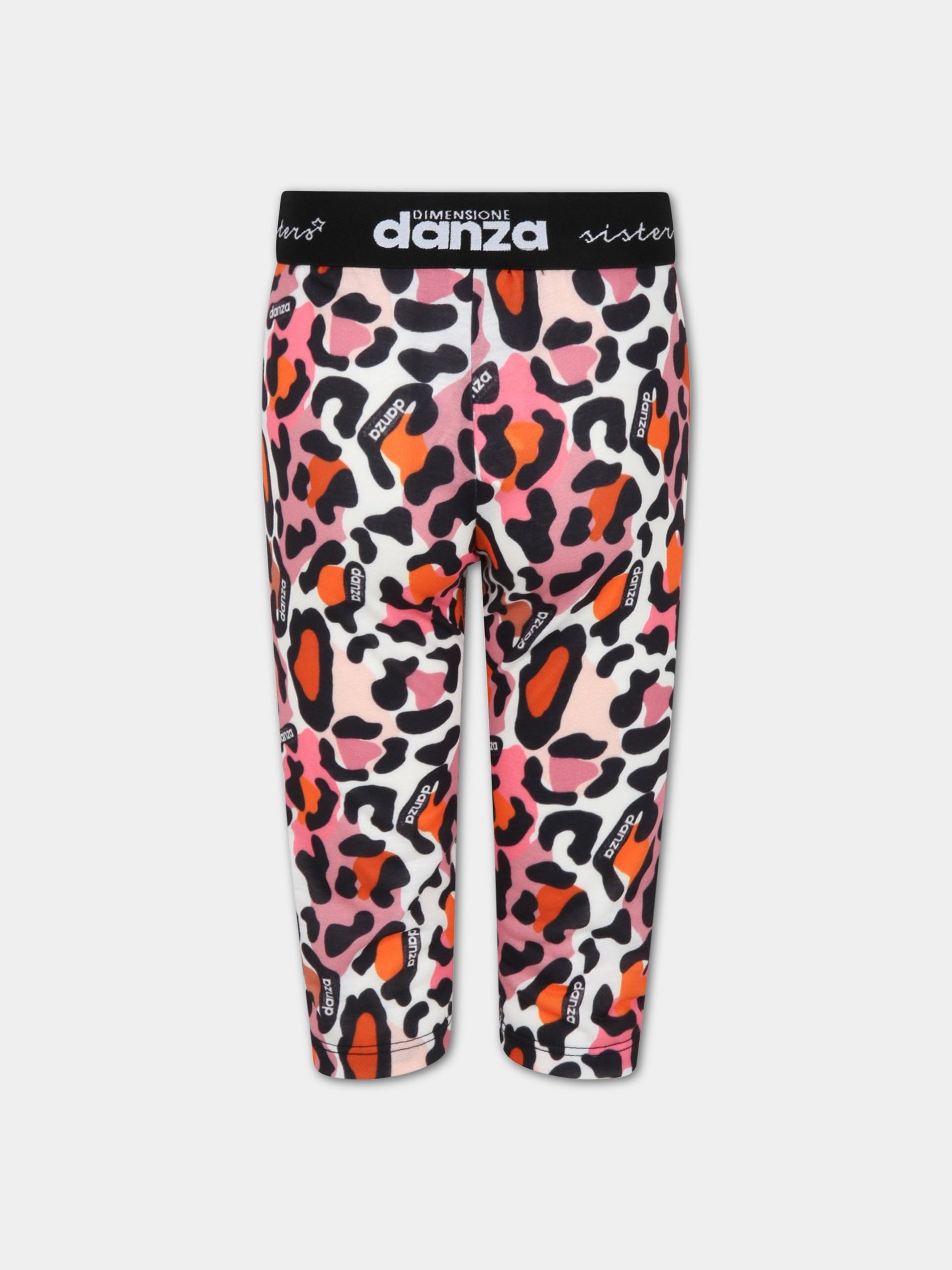 Leggings multicolor per bambina con stampa animalier,Dimensione Danza,029726 200