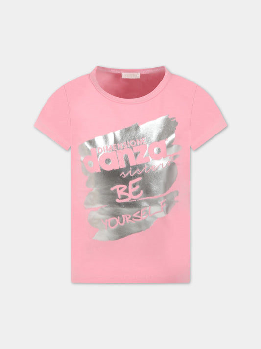 T-shirt rosa per bambina con logo rosa,Dimensione Danza,029751 042