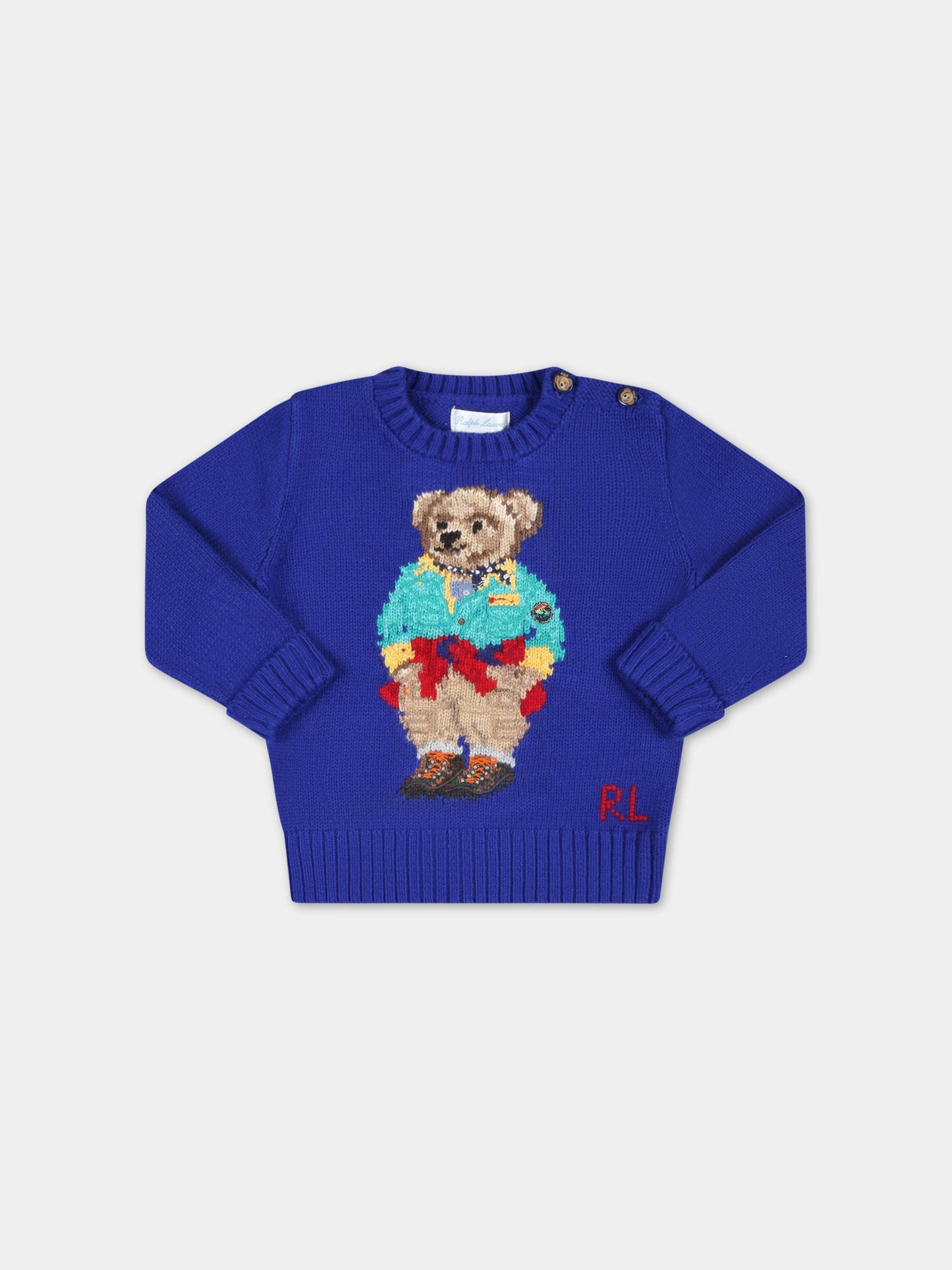 Maglione blu per neonato con Polo Bear,Ralph Lauren Kids,890662001