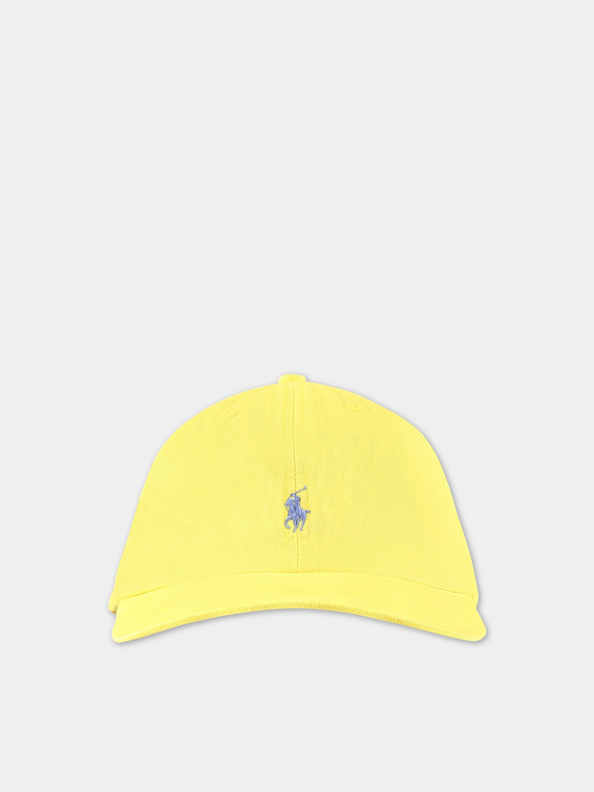 Cappello giallo per bambini con pony blu ricamato,Ralph Lauren Kids,785653043