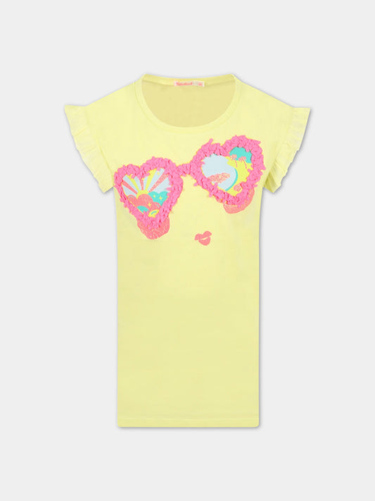 Vestito giallo per bambina con occhiali da sole,Billieblush,U12711 60B