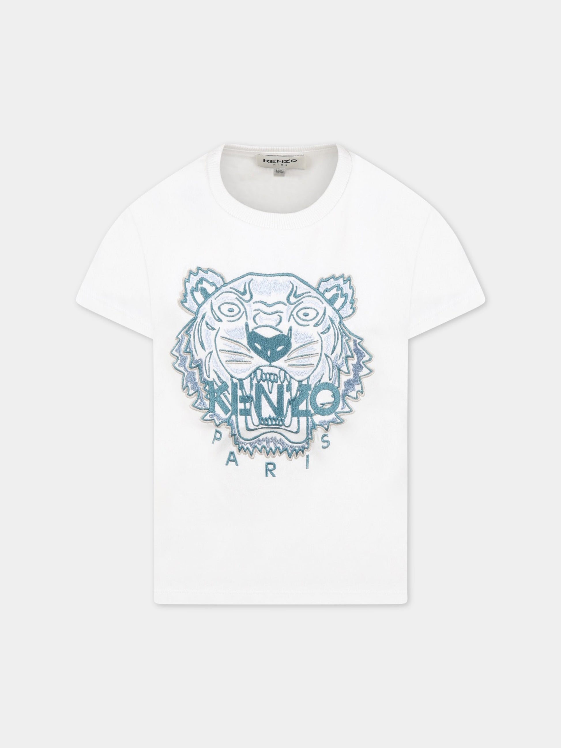 T-shirt bianca per bambini con tigre,Kenzo Kids,K25728 103