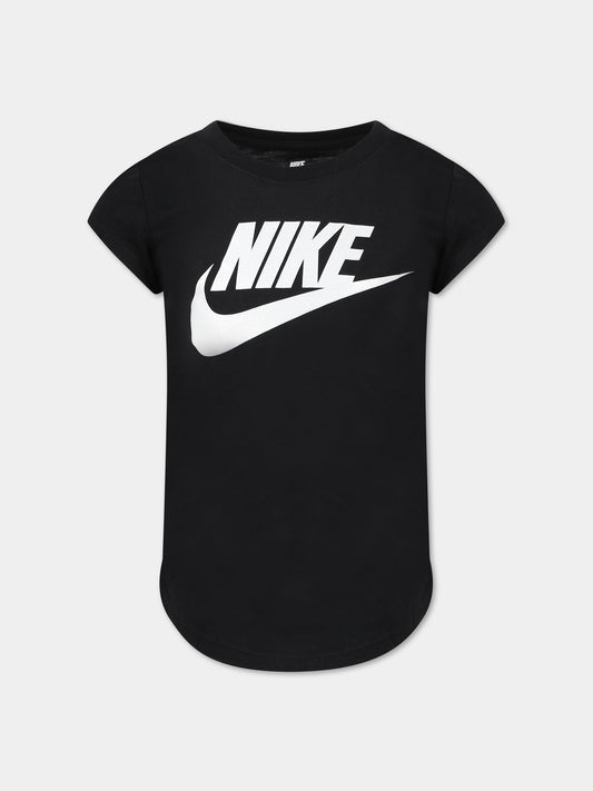 T-shirt nera per bambina con logo,Nike,36F269 023