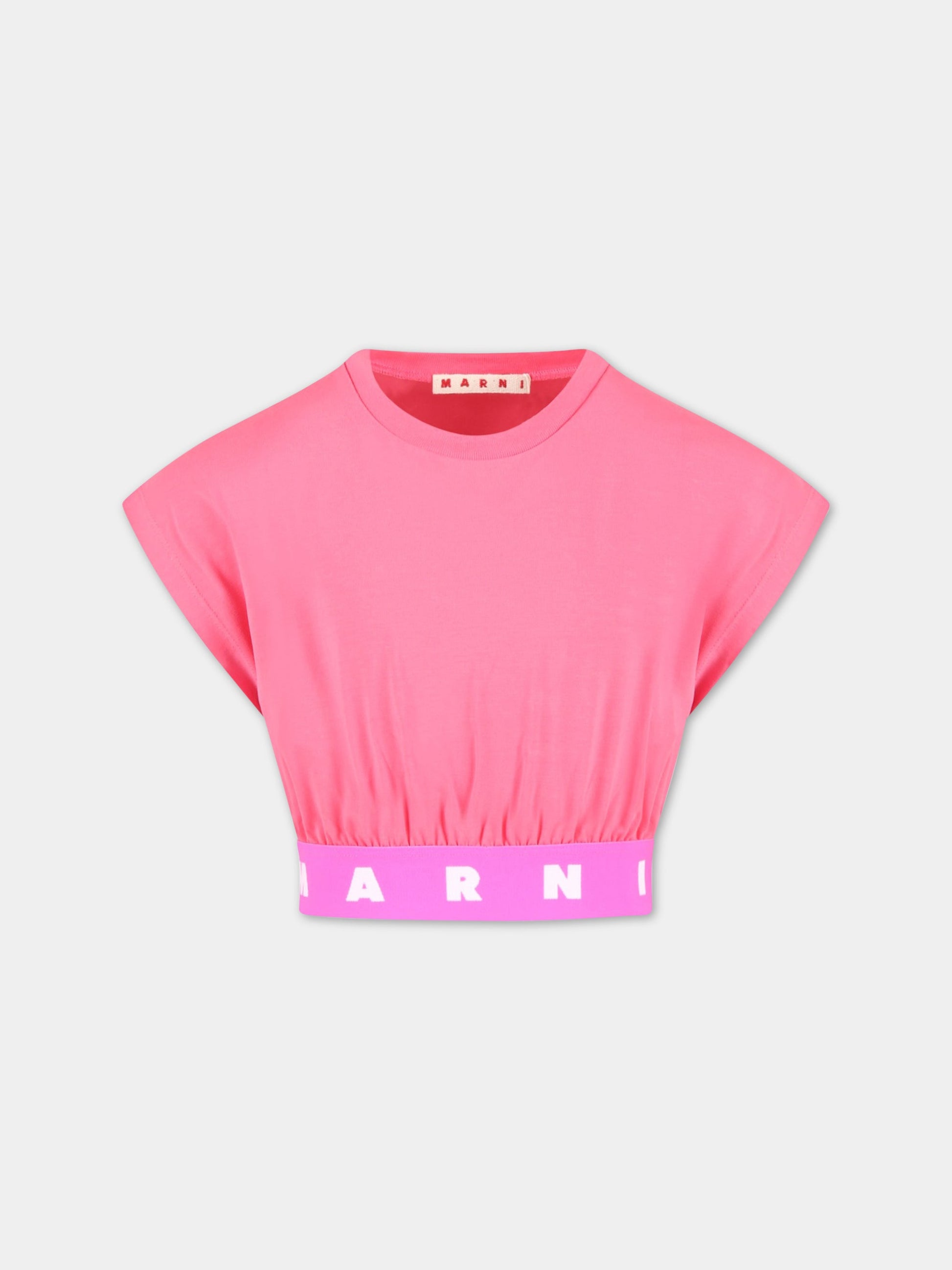 T-shirt fucsia per bambina con logo rosa,Marni Kids,M00694 M00LE 0M337