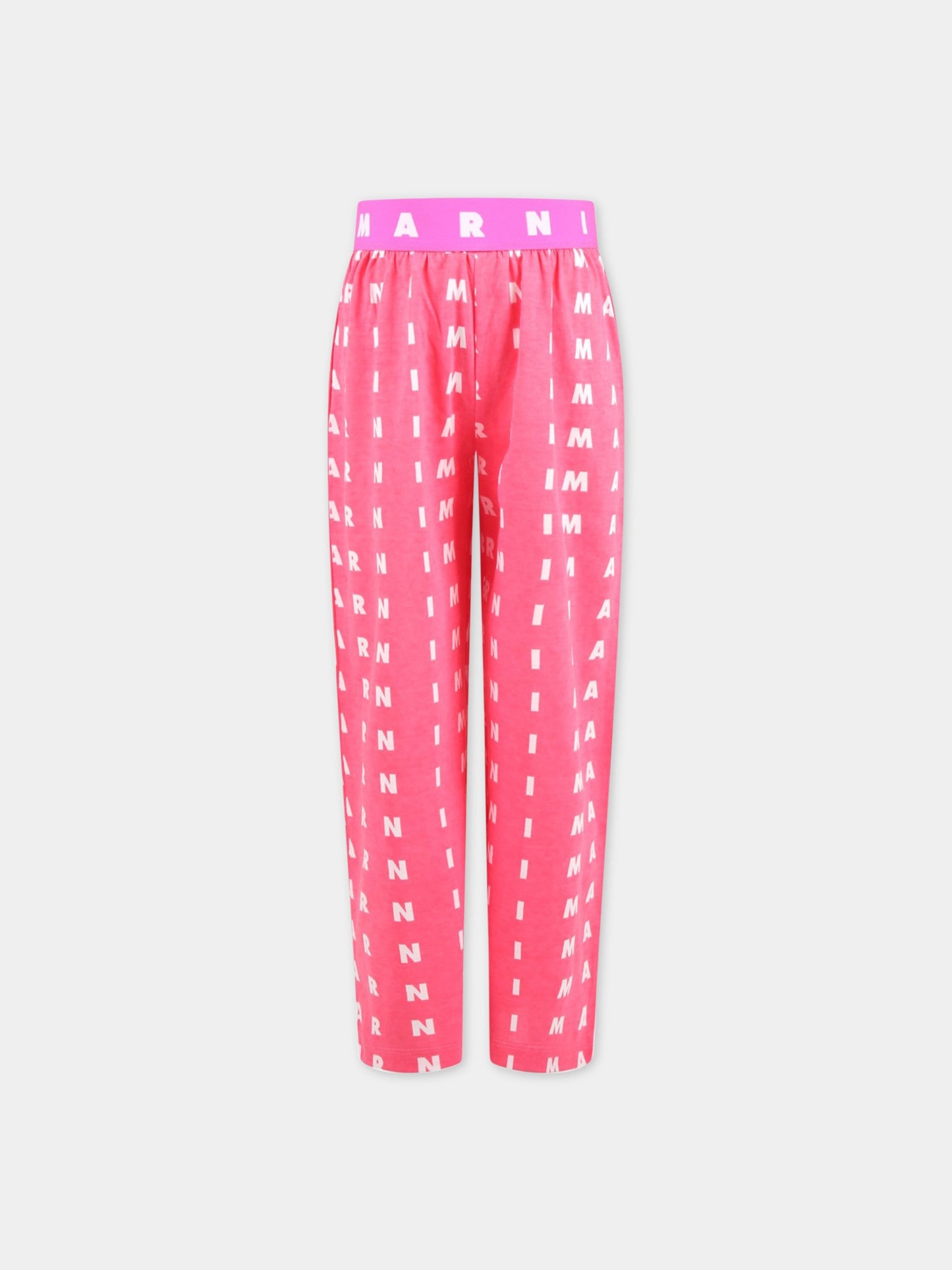 Pantaloni rosa per bambina con logo bianco,Marni Kids,M00773 M00NV 0M337