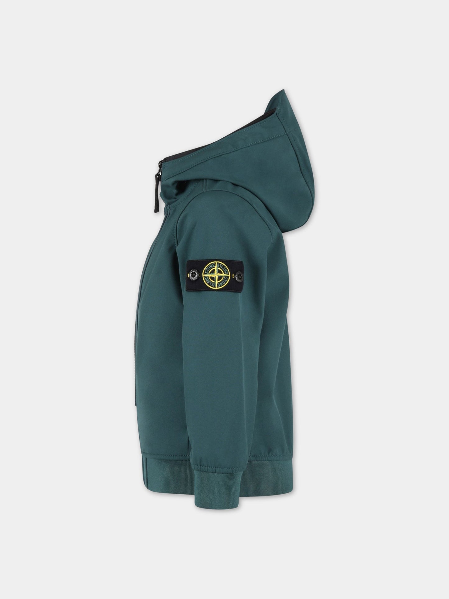 Giacca verde per bambino con iconico patch logato,Stone Island Junior,7816 401 34 V0053