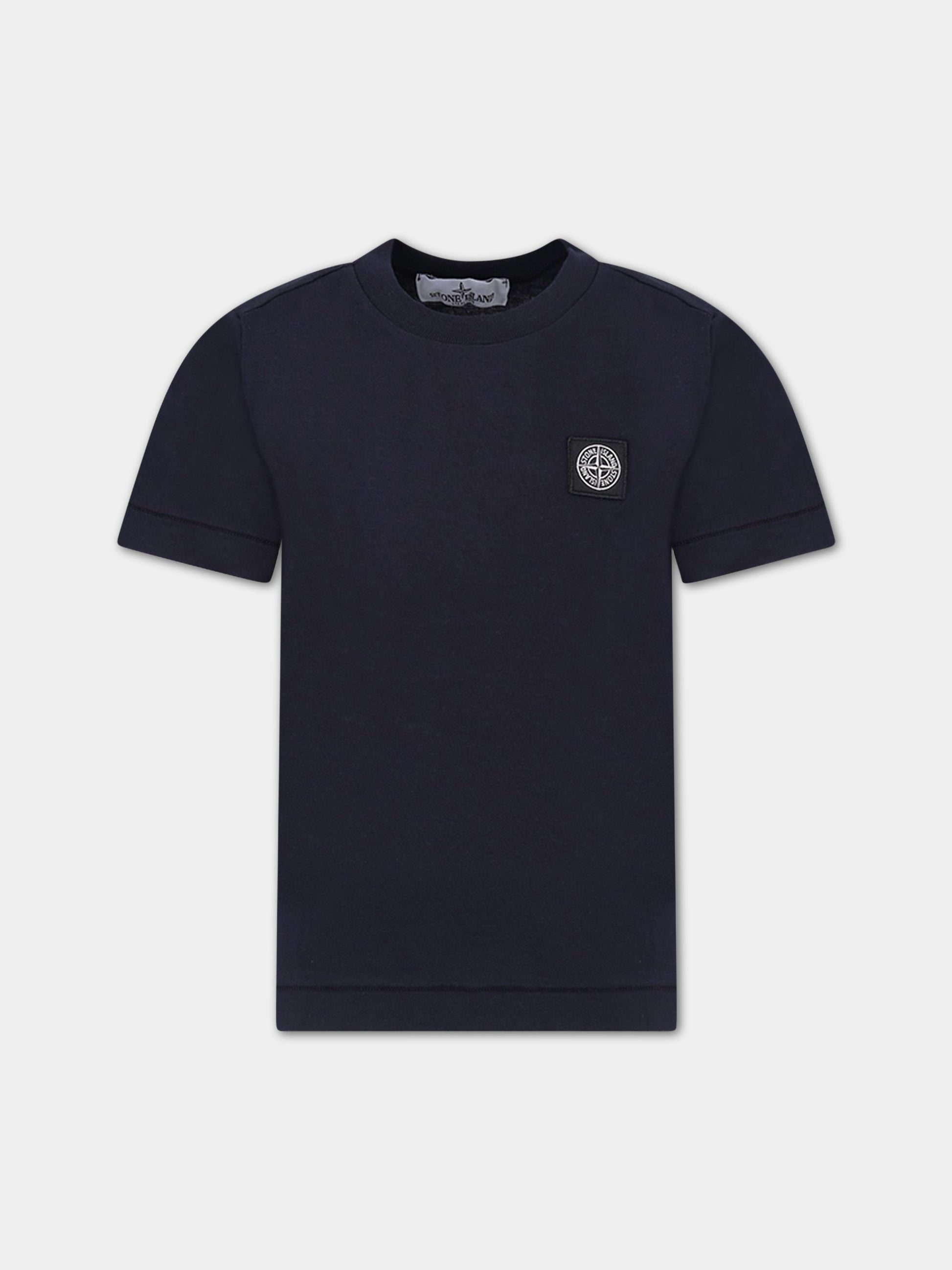 T-shirt blu per bambino con iconica bussola,Stone Island Junior,7816 201 47 V0020