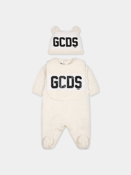 Set avorio per neonato con logo,Gcds Kids,GNY007 LCA33 10063