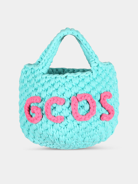 Borsa verde per bambina con logo e patch,Gcds Kids,DDX00E LKA10 30943