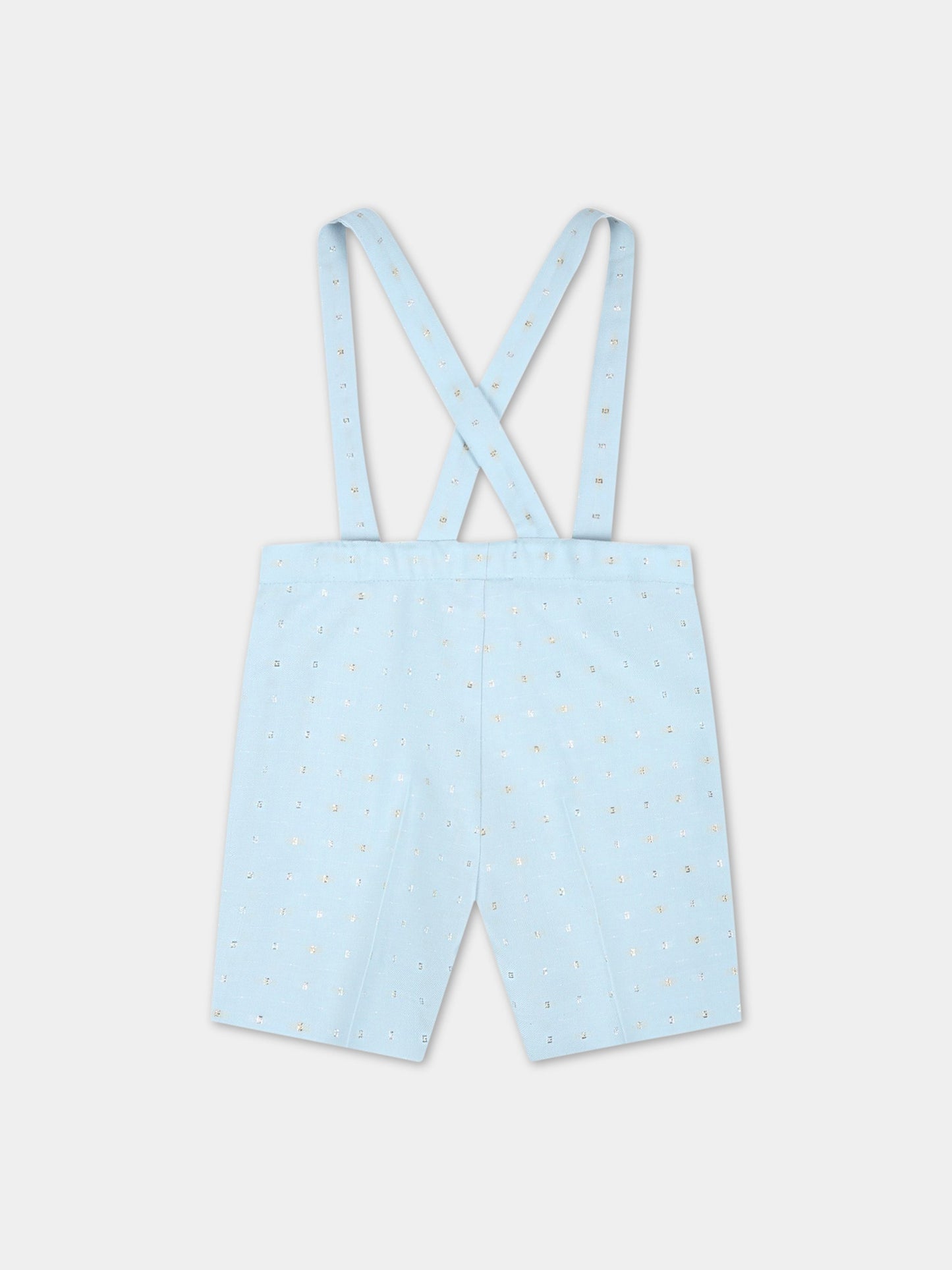 Salopette celeste per neonato con G,Gucci Kids,721954 XWAVL 4644