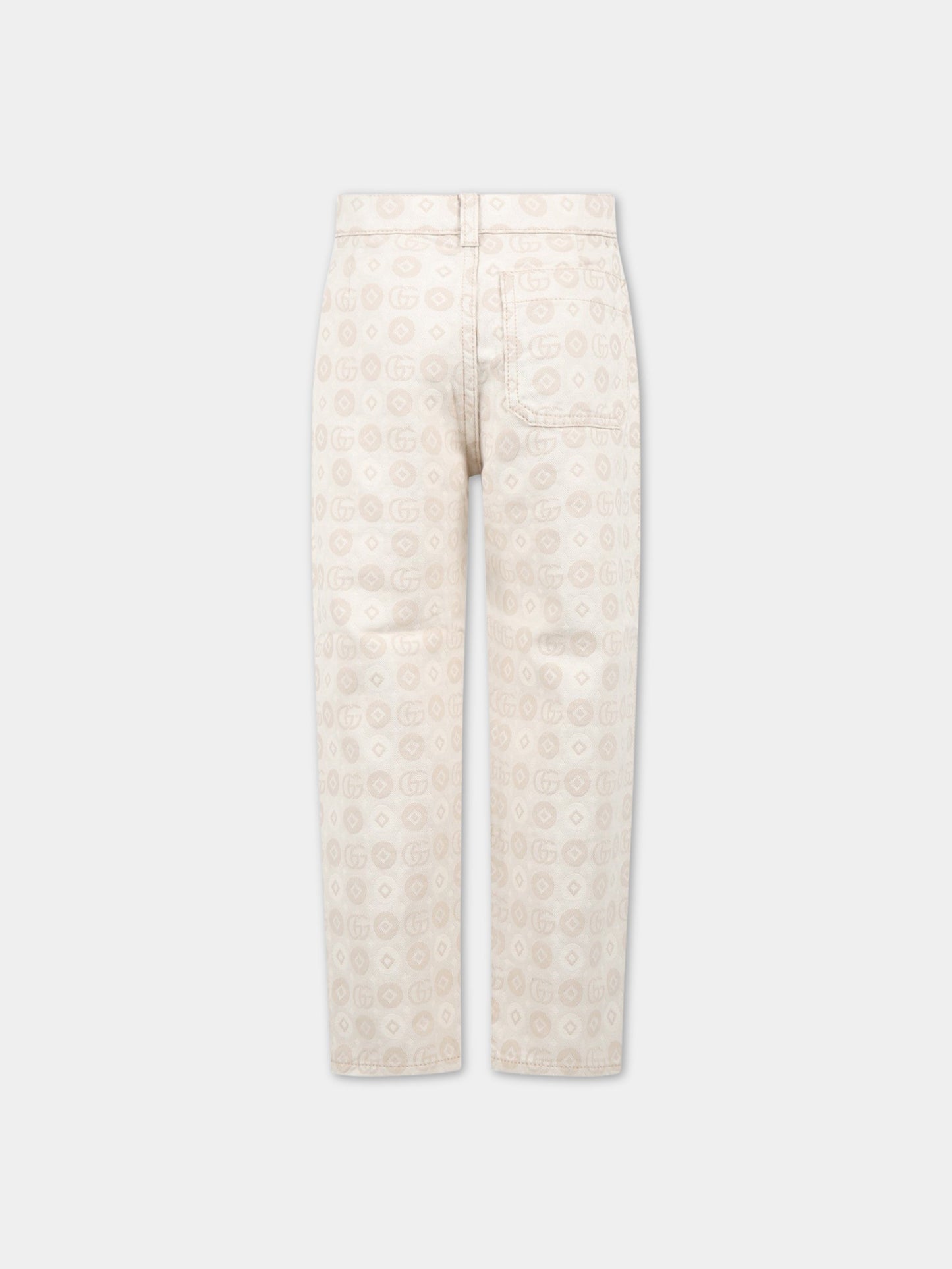 Jeans avorio per bambino con GG beige,Gucci Kids,692194 XDB8R 9207