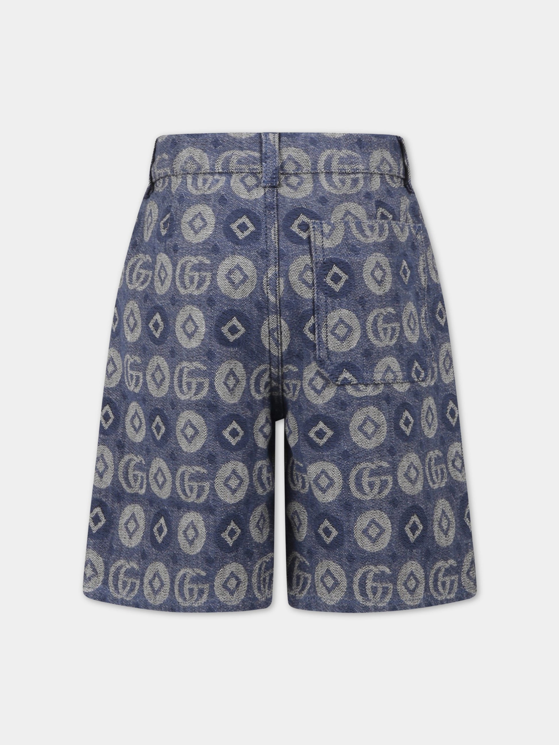 Shorts blu per bambino con GG,Gucci Kids,720867 XDB8L 4713