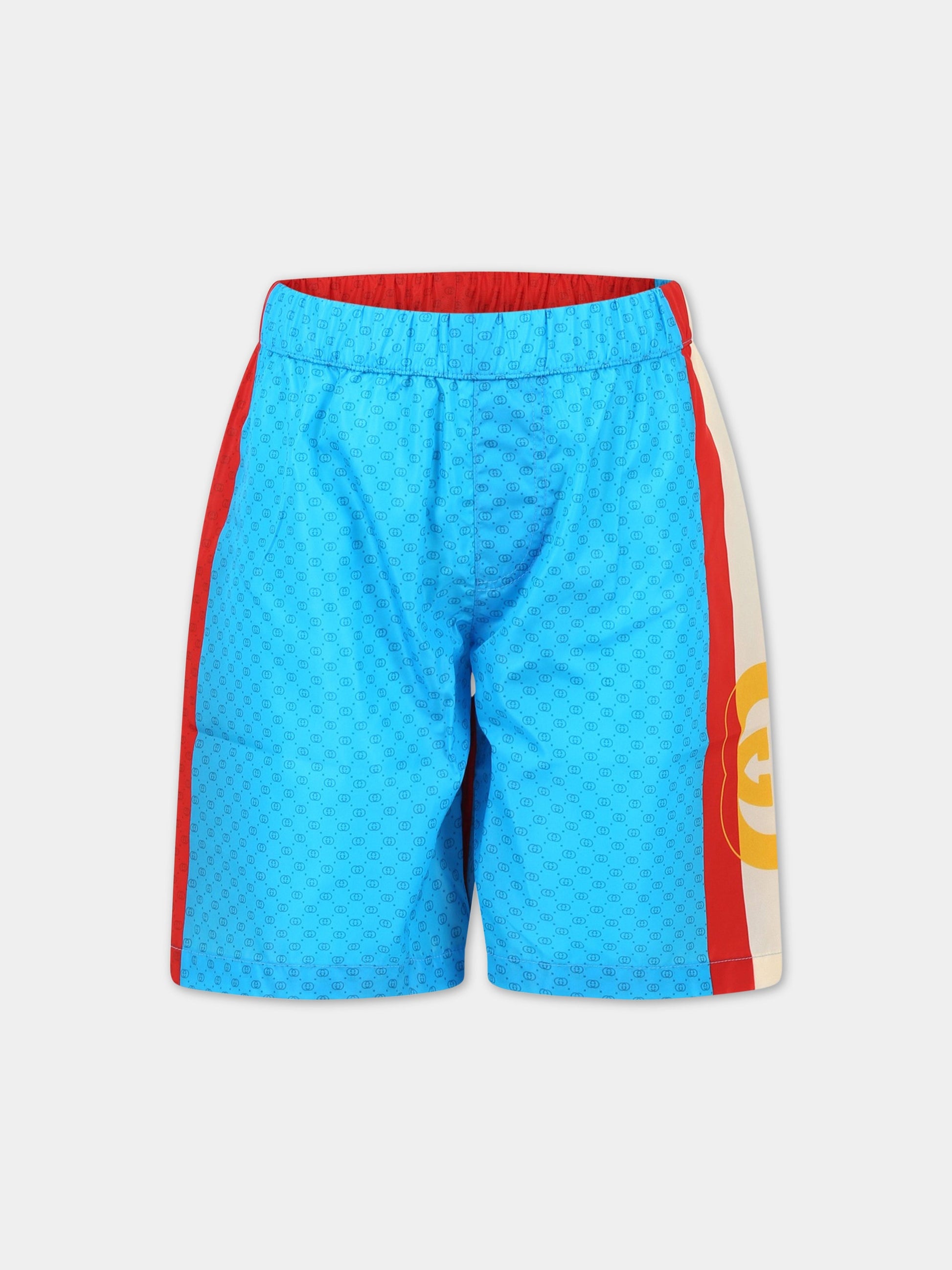 Shorts multicolor mare per bambino con logo GG all-over,Gucci Kids,725498 XWAW8 4956