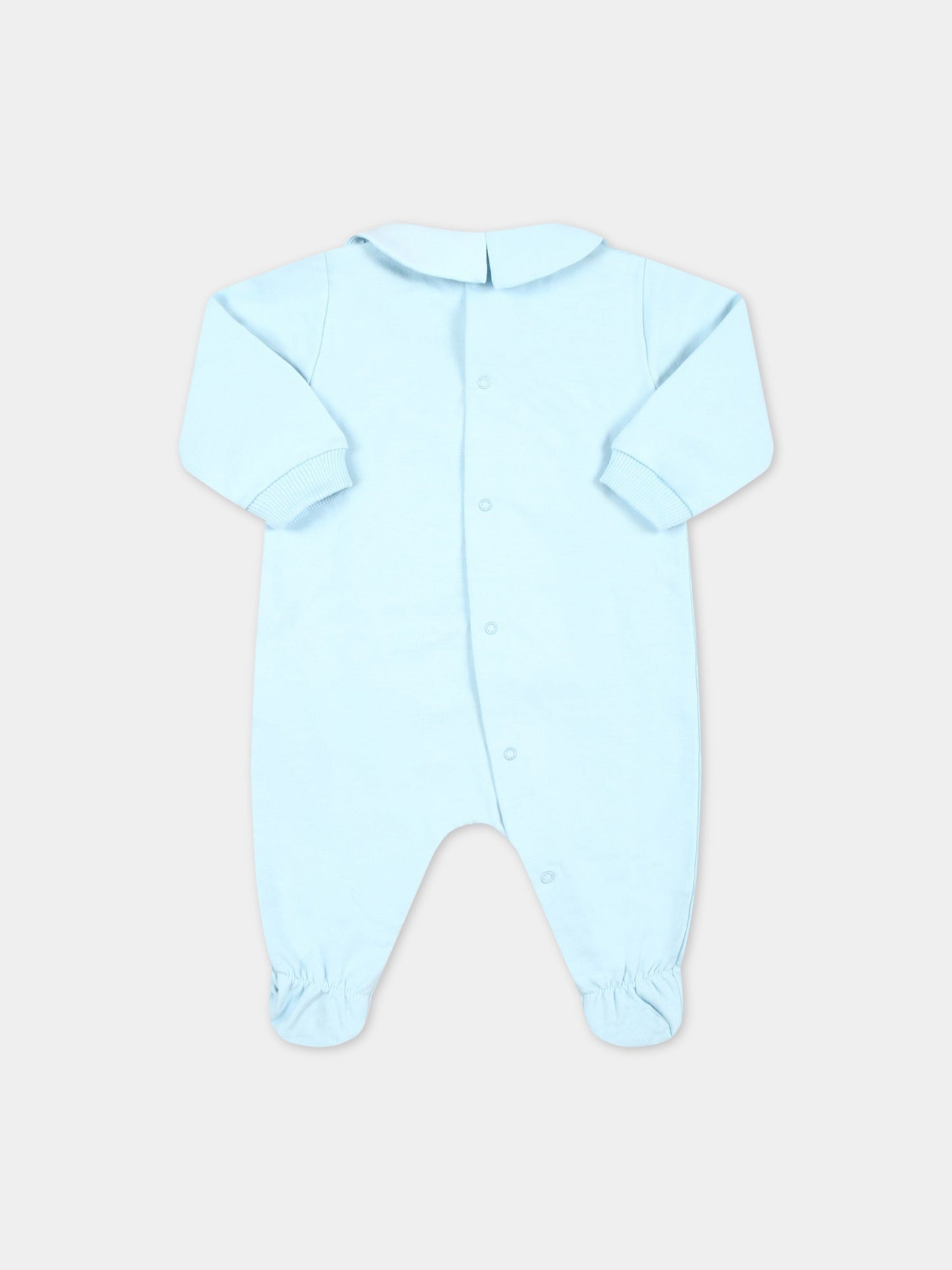 Tutina celeste per neonato con Teddy Bear e logo nero,Moschino Kids,MTY037 LDA00 40304