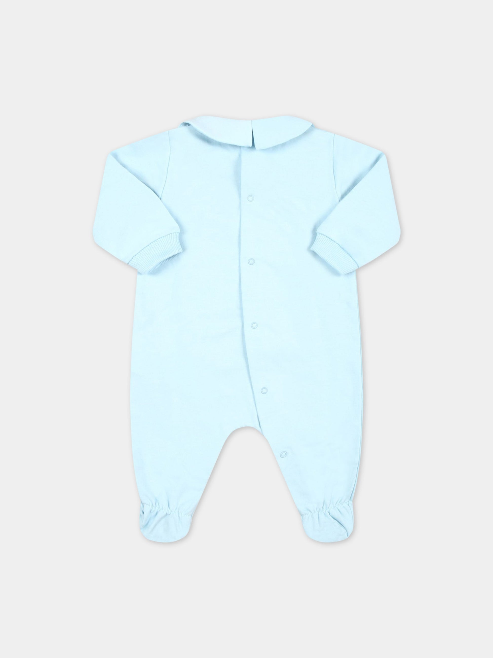 Tutina celeste per neonato con Teddy Bear e logo nero,Moschino Kids,MTY037 LDA00 40304