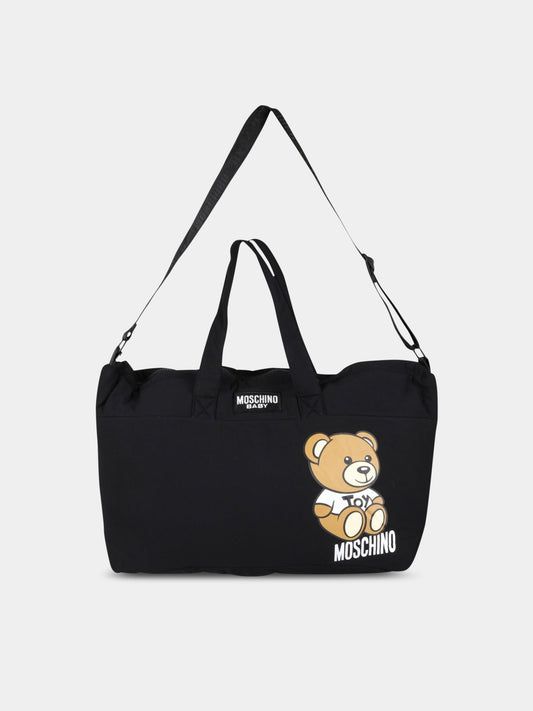 Borsa-mamma nera per neonati con Teddy Bear,Moschino Kids,MRX03A LDA25 60100