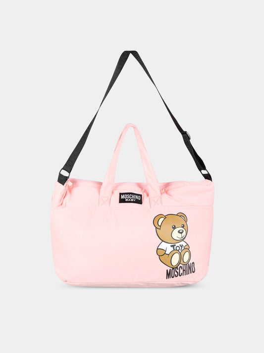 Borsa-mamma rosa per neonata con Teddy Bear,Moschino Kids,MRX03A LDA25 50209