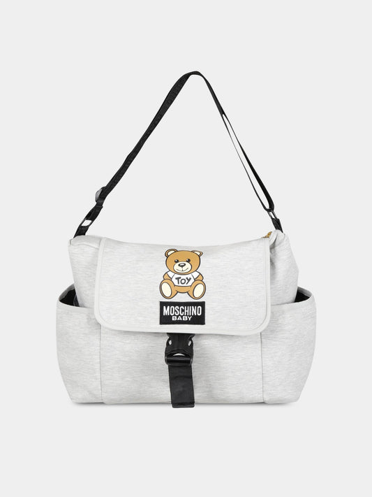 Borsa-mamma grigia per neonati con Teddy Bear,Moschino Kids,MMX03O LDA32 60926