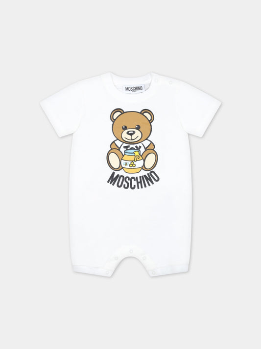 Pagliaccetto bianco per neonati con Teddy Bear,Moschino Kids,MUT03A LAA03 10063