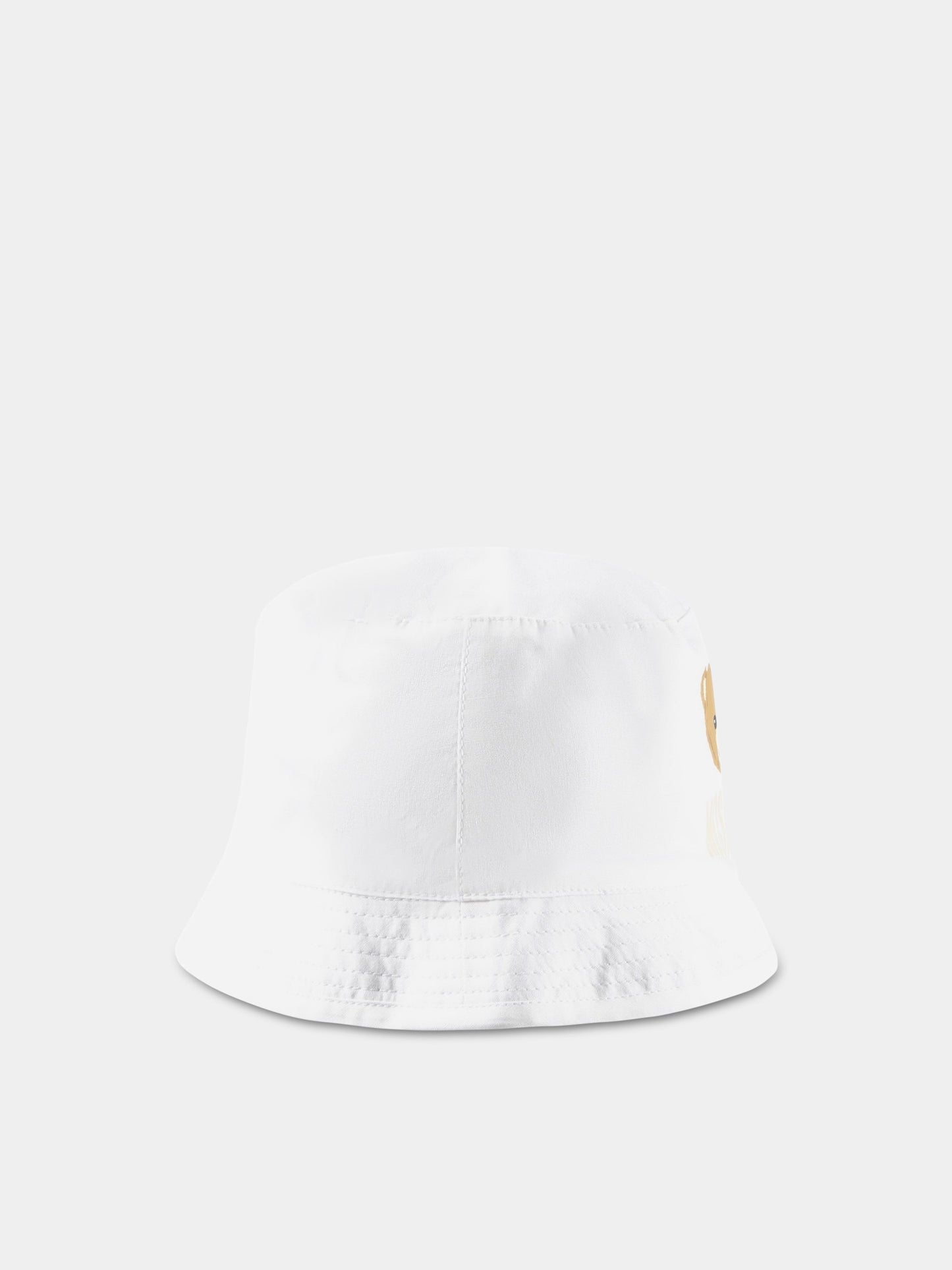 Cloche bianca per neonati con Teddy Bear e logo,Moschino Kids,MMX04A LMA01 10101