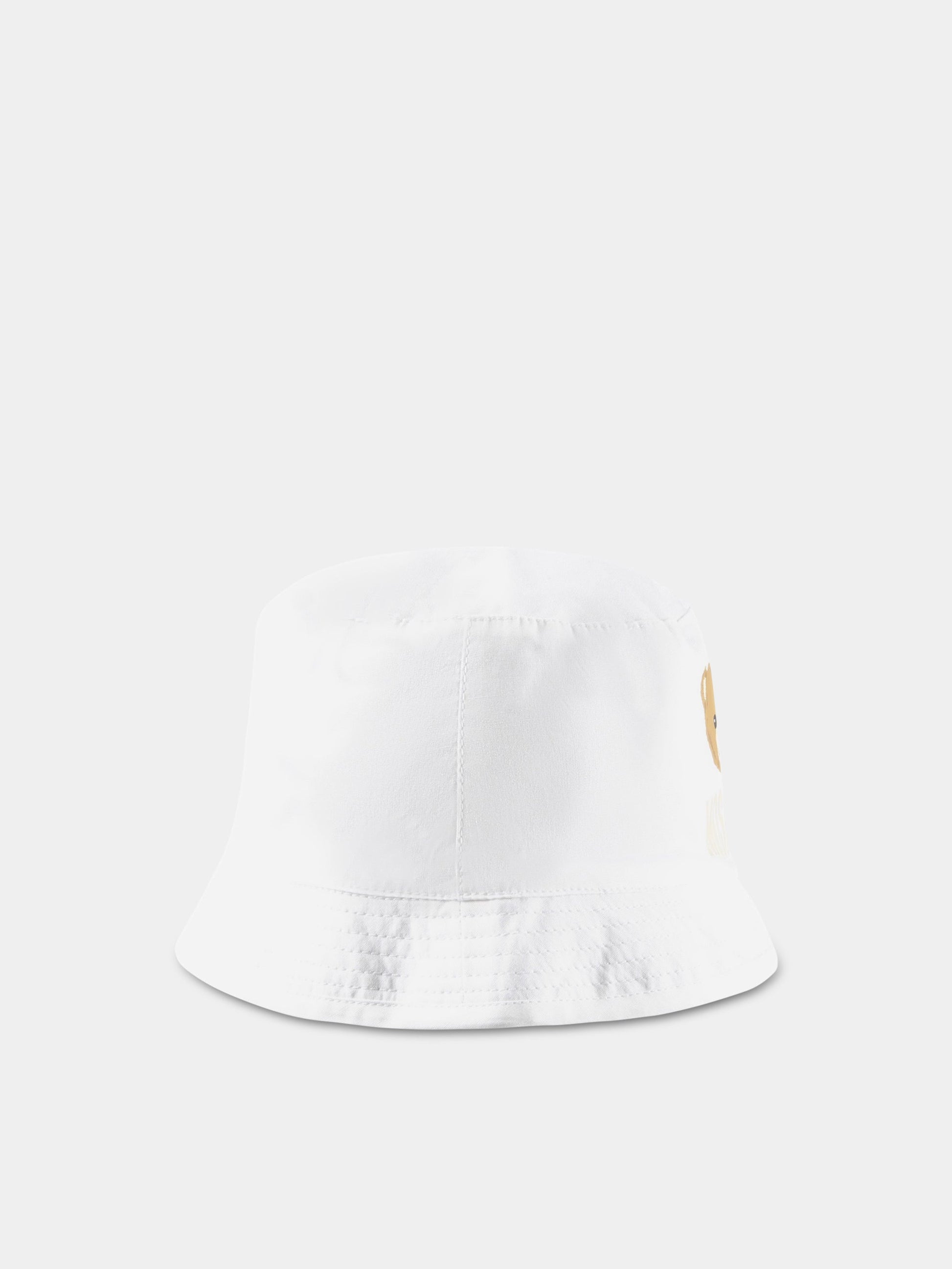 Cloche bianca per neonati con Teddy Bear e logo,Moschino Kids,MMX04A LMA01 10101