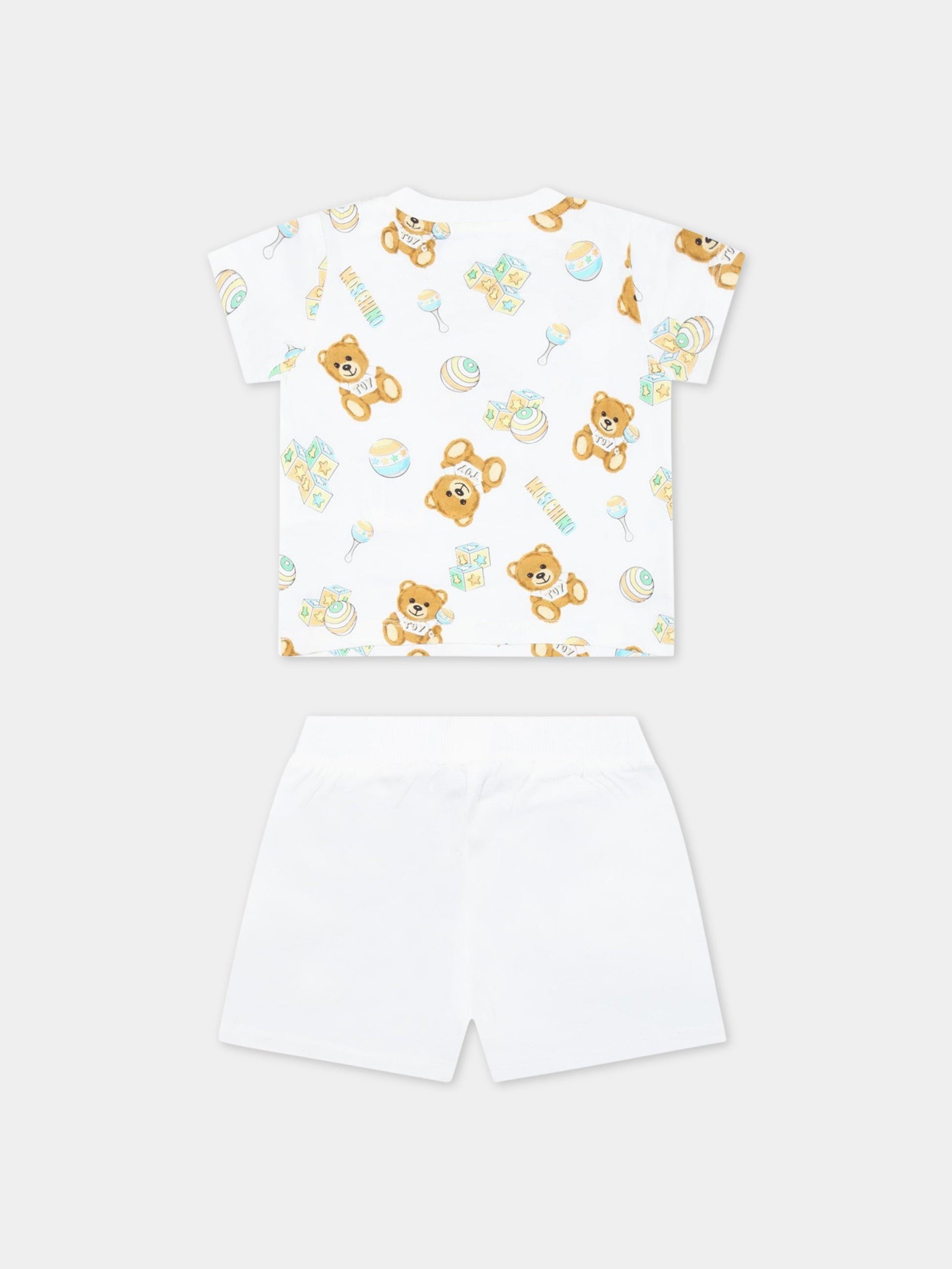 Completo bianco per neonato con Teddy Bear,Moschino Kids,MQG003 LAB59 84352