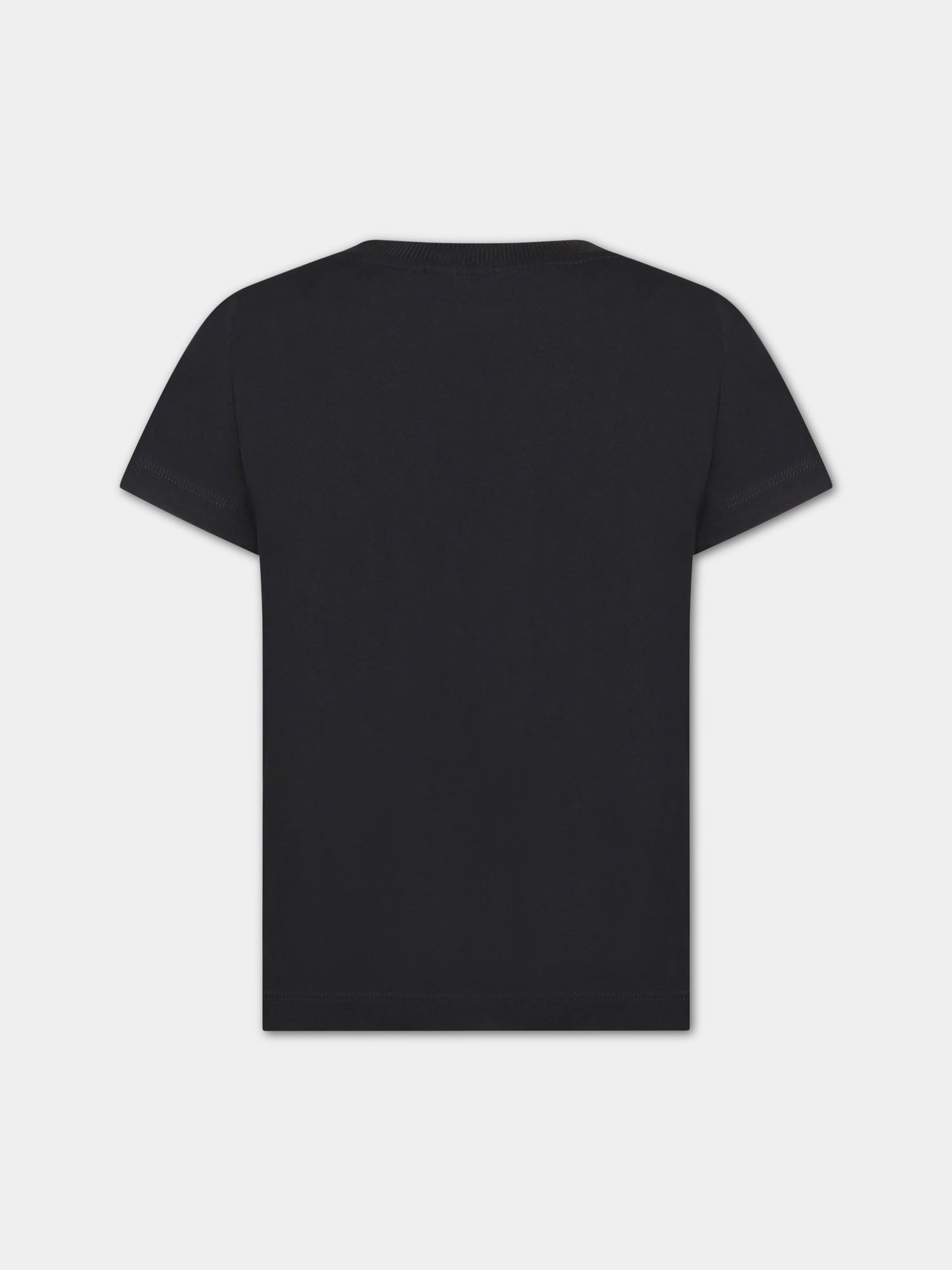 T-shirt nera per bambino con Teddy Bear e logo asimmetrico,Moschino Kids,HOM03U LAA23 60100