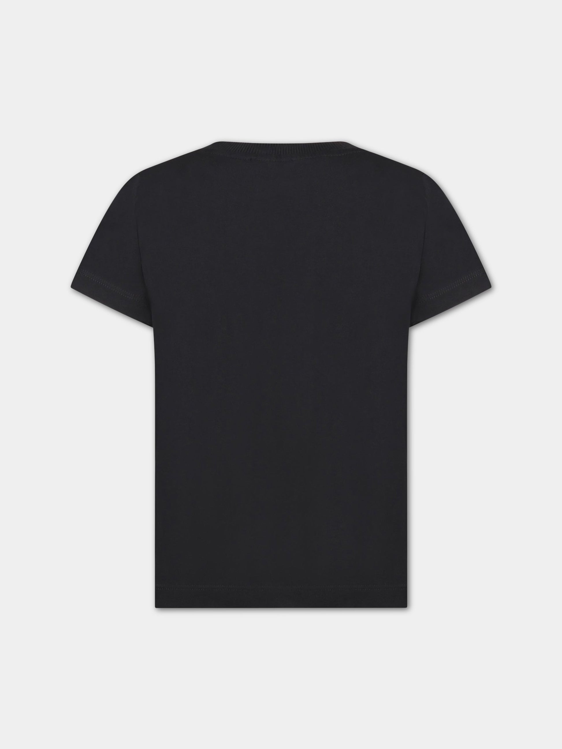 T-shirt nera per bambino con Teddy Bear e logo asimmetrico,Moschino Kids,HOM03U LAA23 60100
