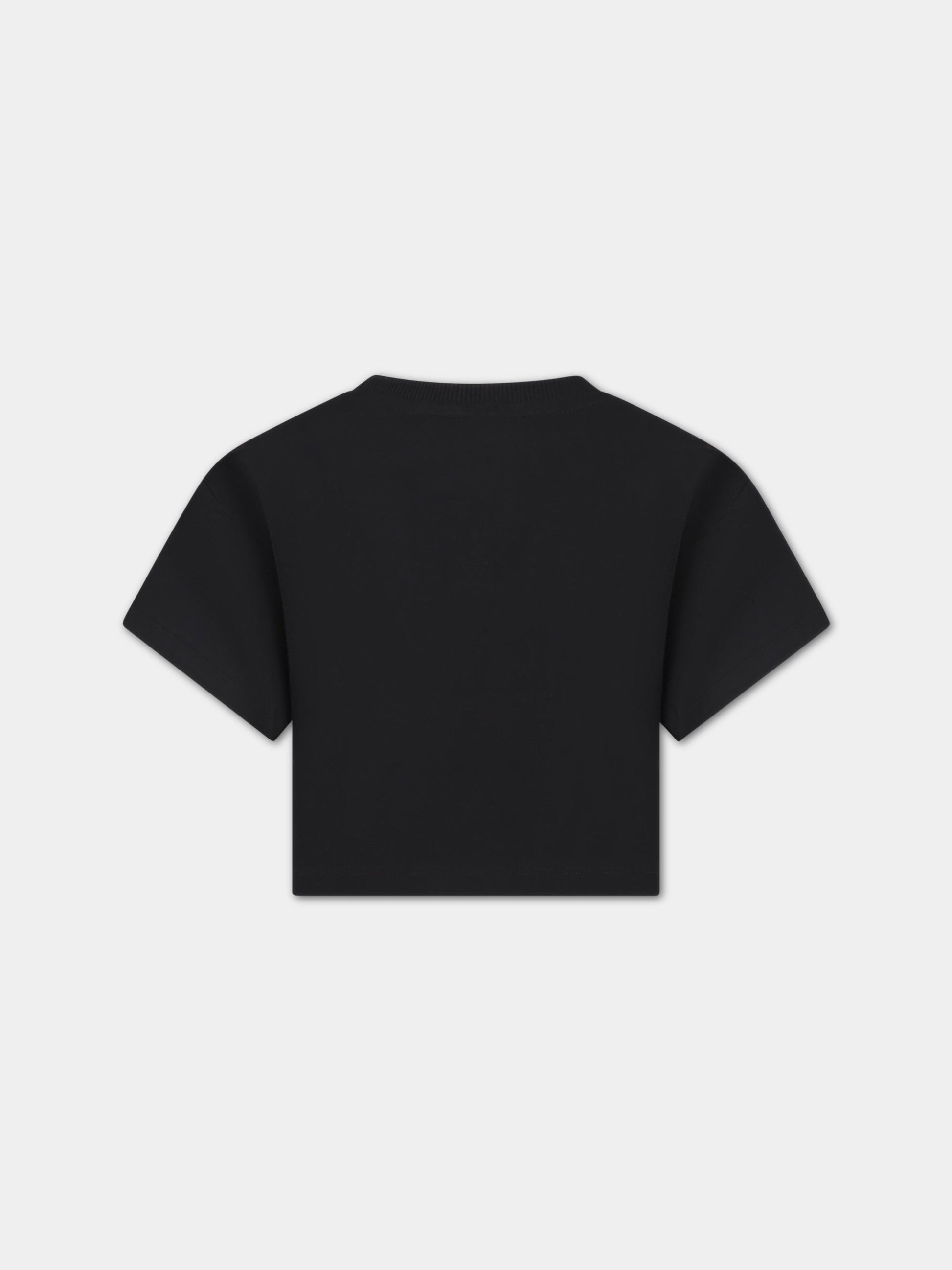 T-shirt nera corta per bambina con Teddy Bear,Moschino Kids,HDM04X LBA10 60100