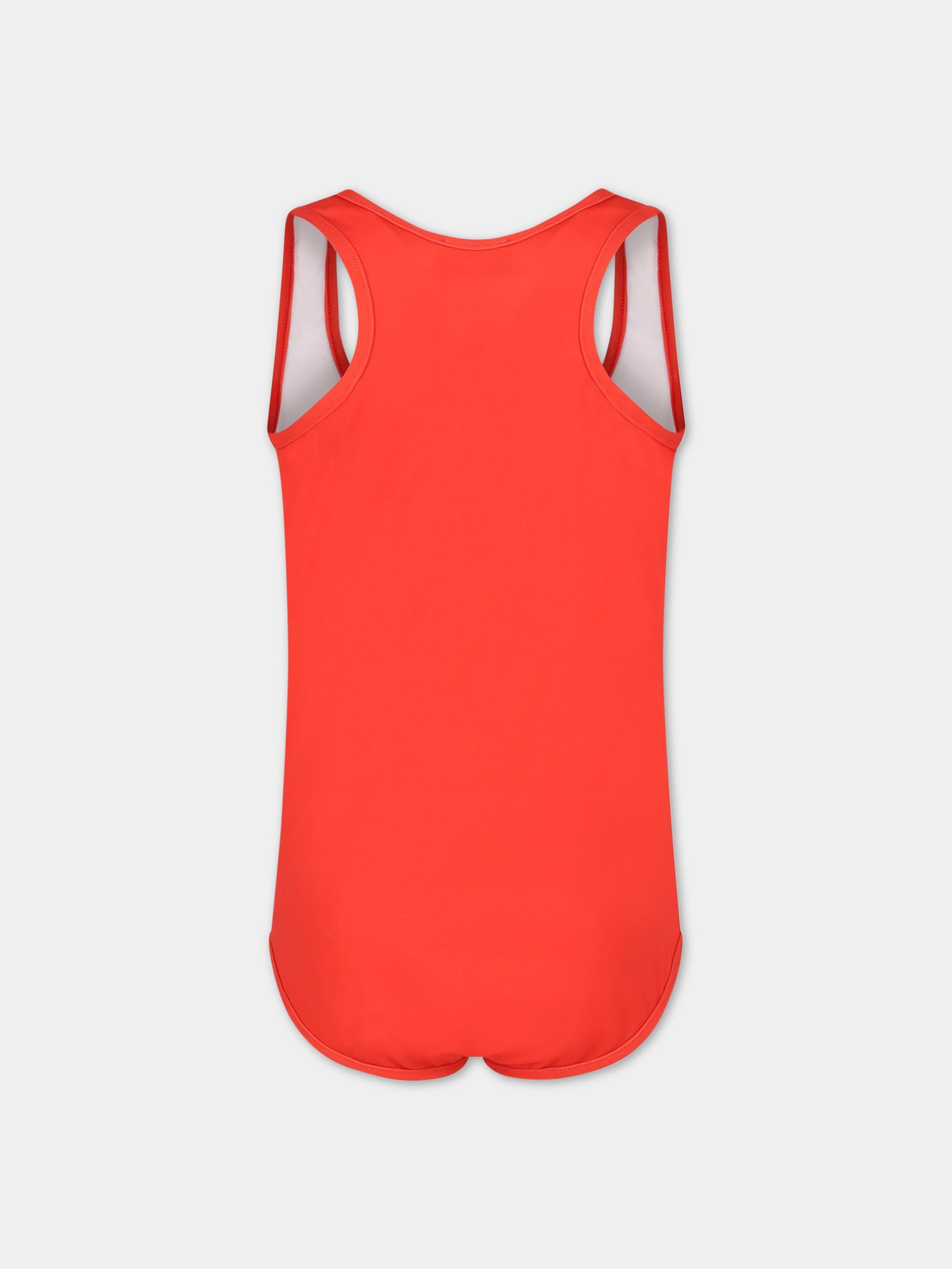 Costume rosso intero per bambina con Teddy Bear e logo,Moschino Kids,HDL00O LKA00 50109