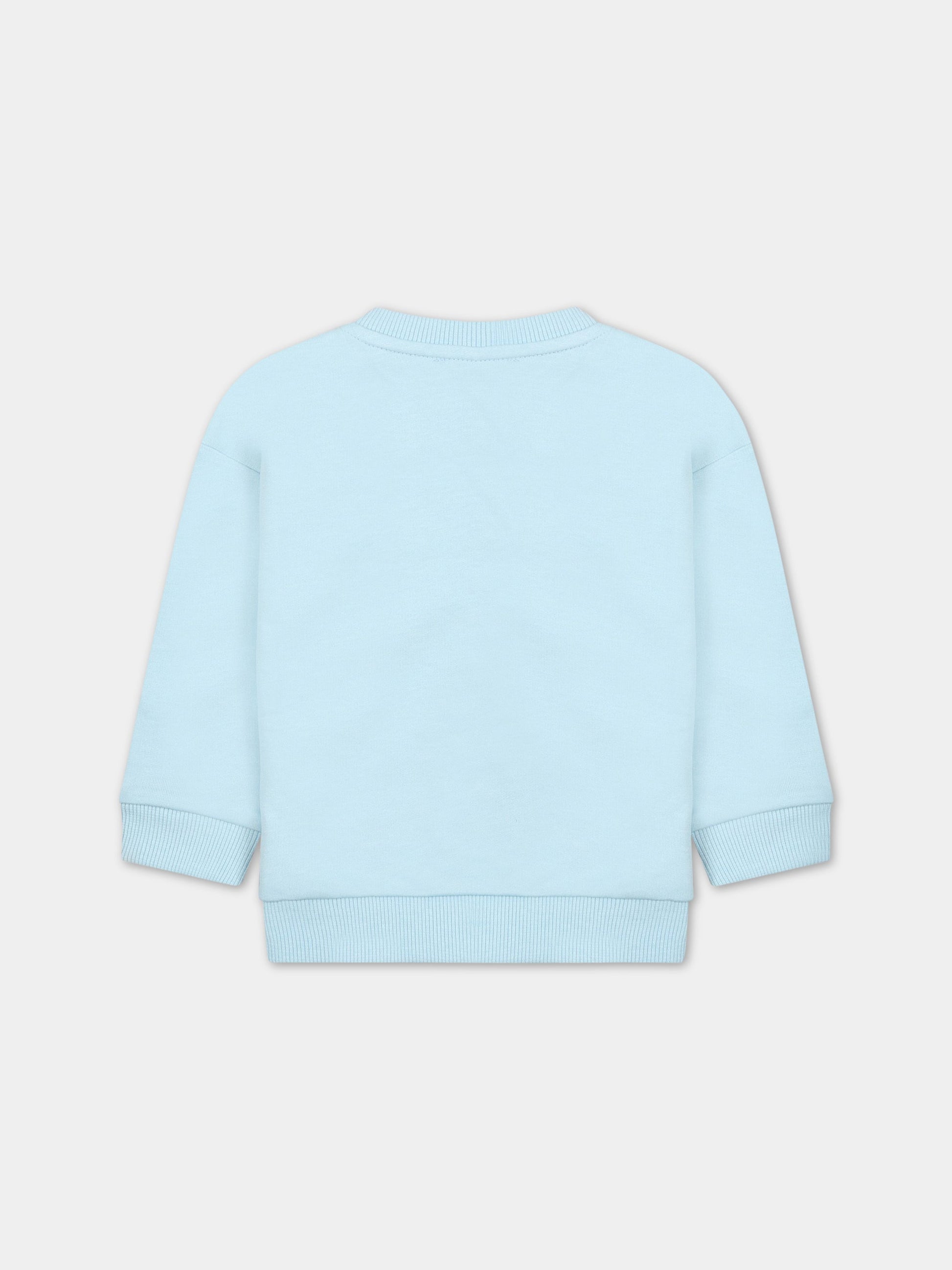 Felpa celeste per neonato con Teddy Bear e logo,Moschino Kids,MUF04S LCA19 40304